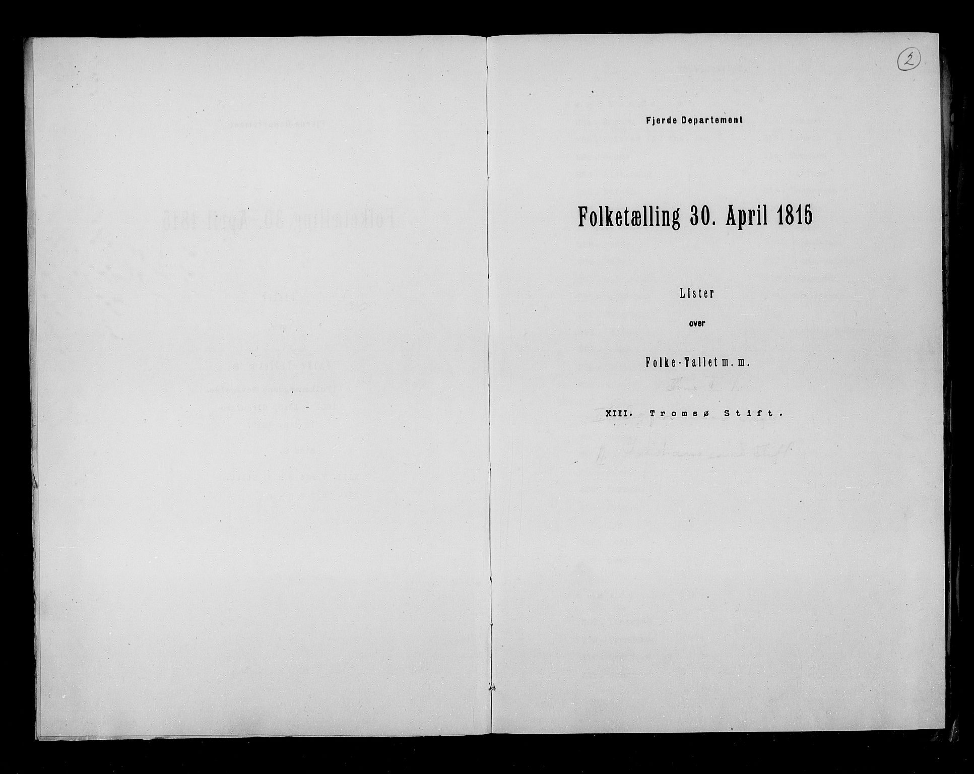 RA, Census 1815, vol. 8: Tromsø stift and cities, 1815, p. 2