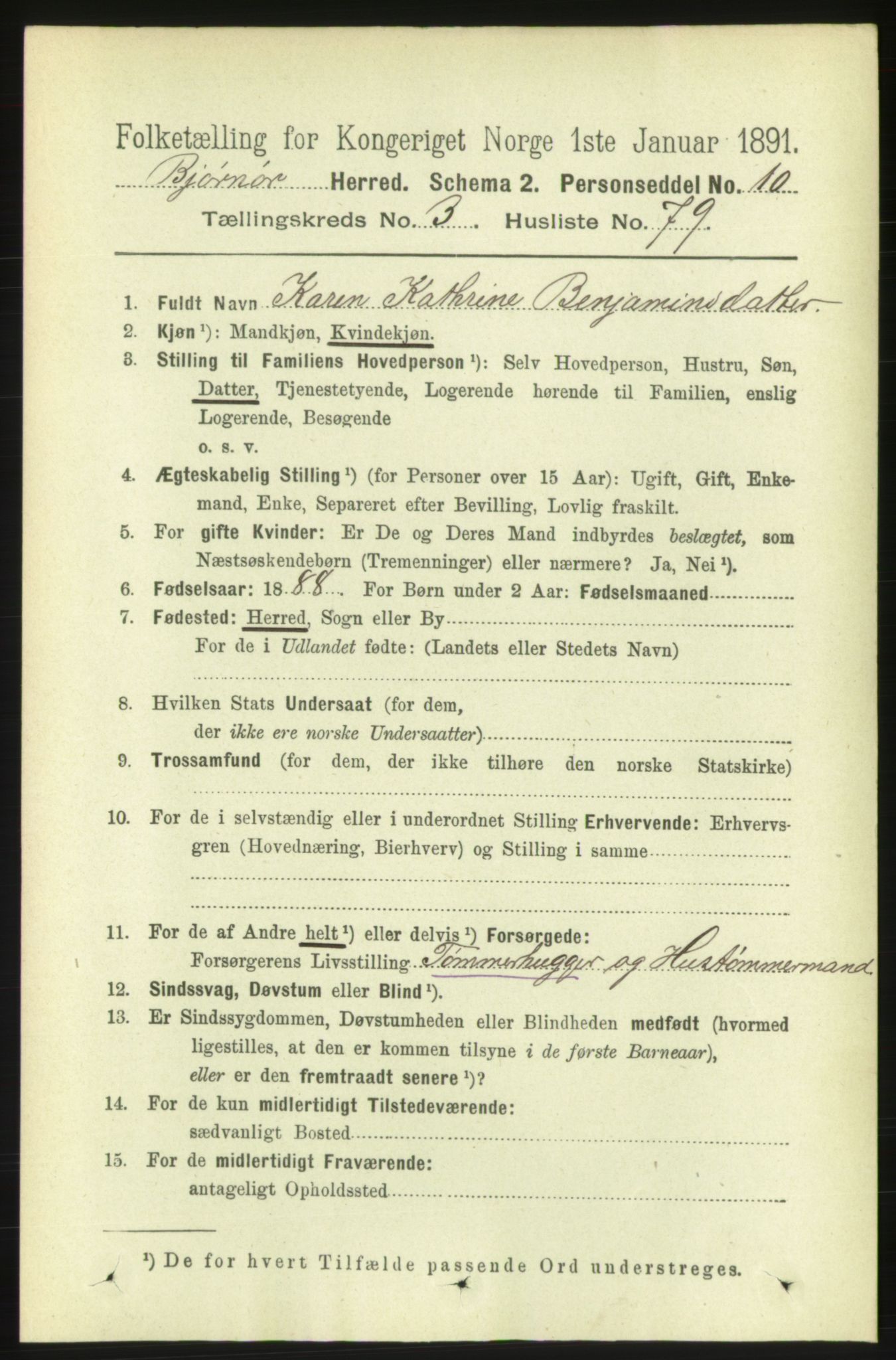 RA, 1891 census for 1632 Bjørnør, 1891, p. 1743