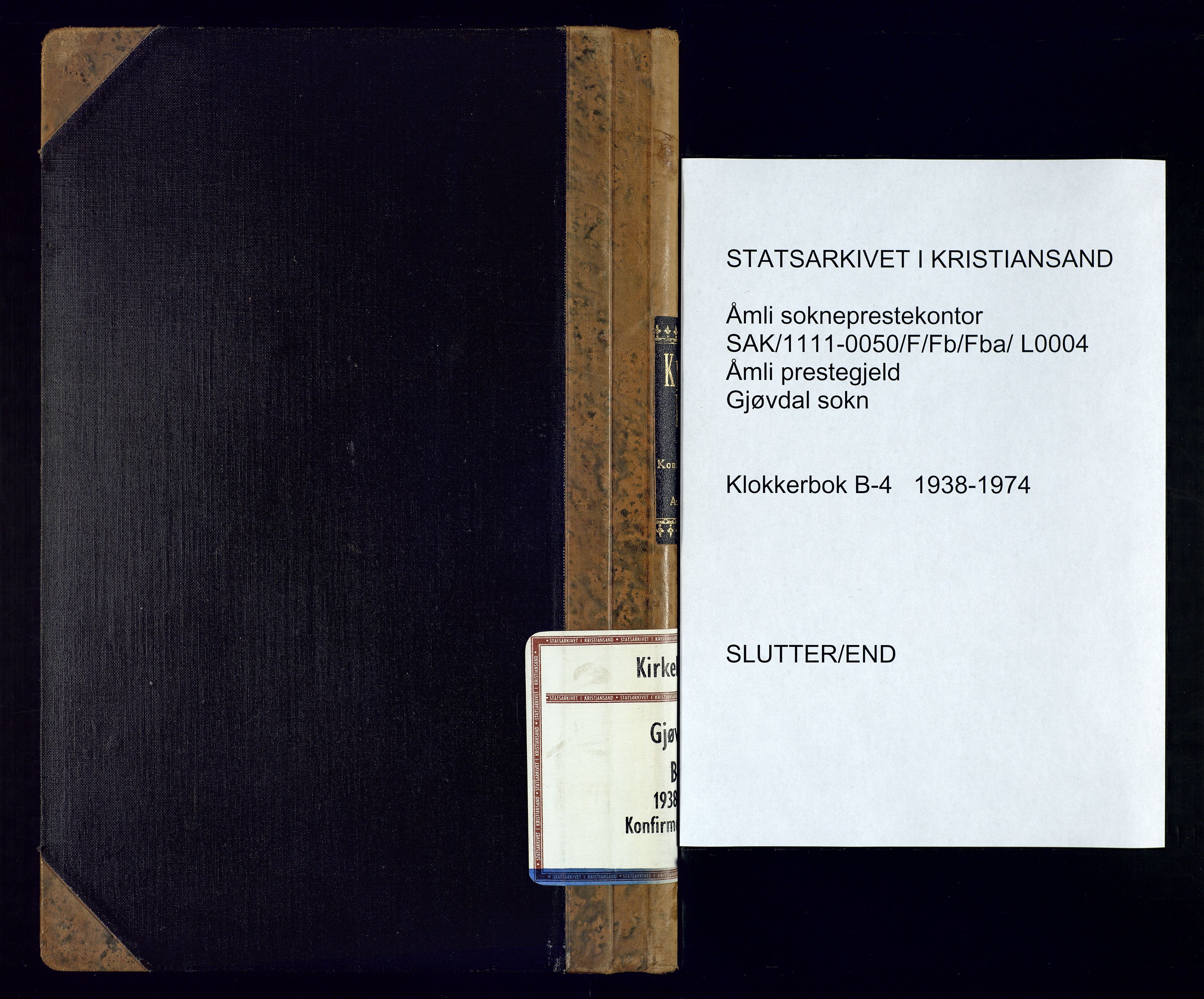 Åmli sokneprestkontor, SAK/1111-0050/F/Fb/Fba/L0004: Parish register (copy) no. B-4, 1938-1974