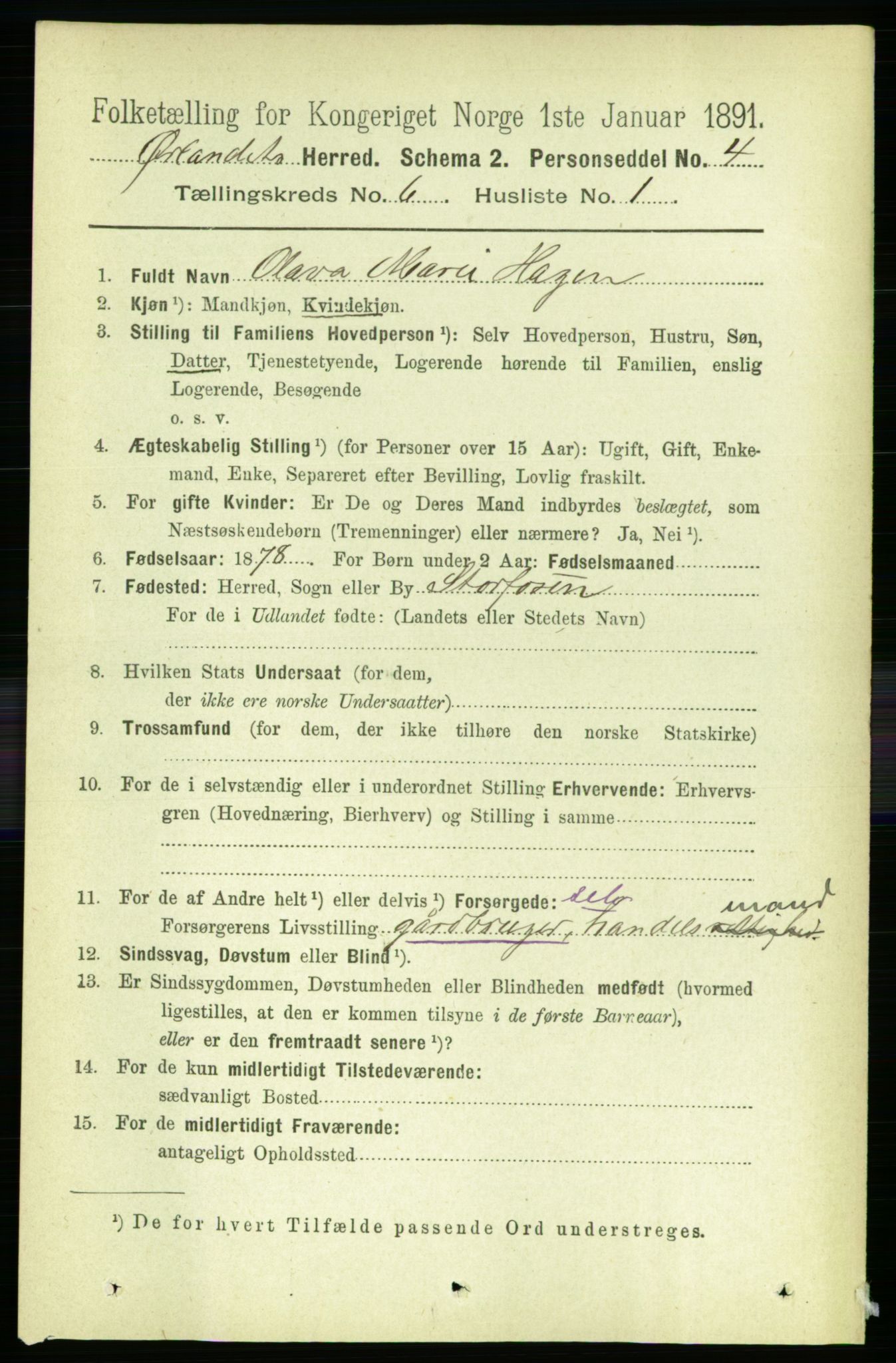 RA, 1891 census for 1621 Ørland, 1891, p. 1843