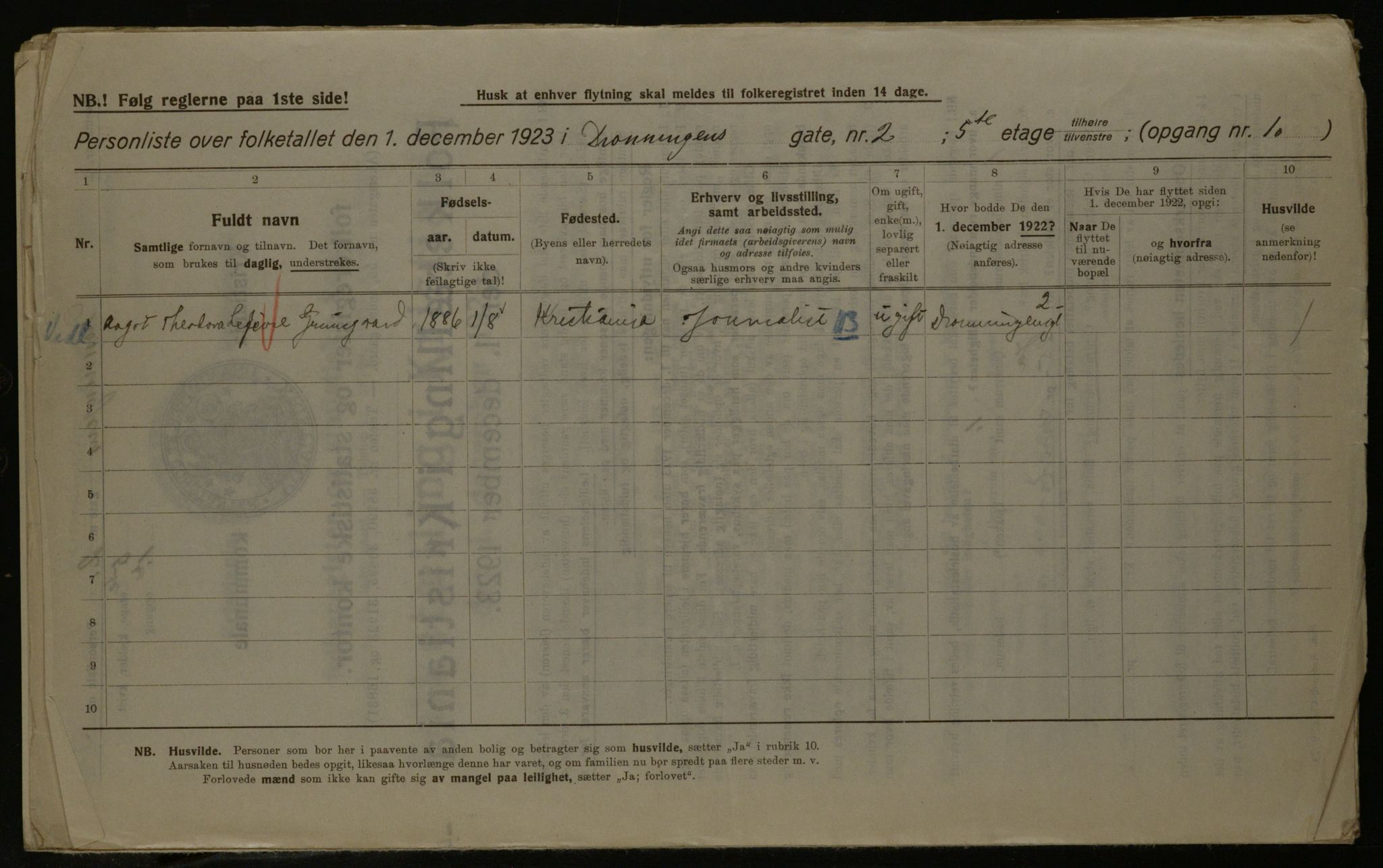 OBA, Municipal Census 1923 for Kristiania, 1923, p. 19168