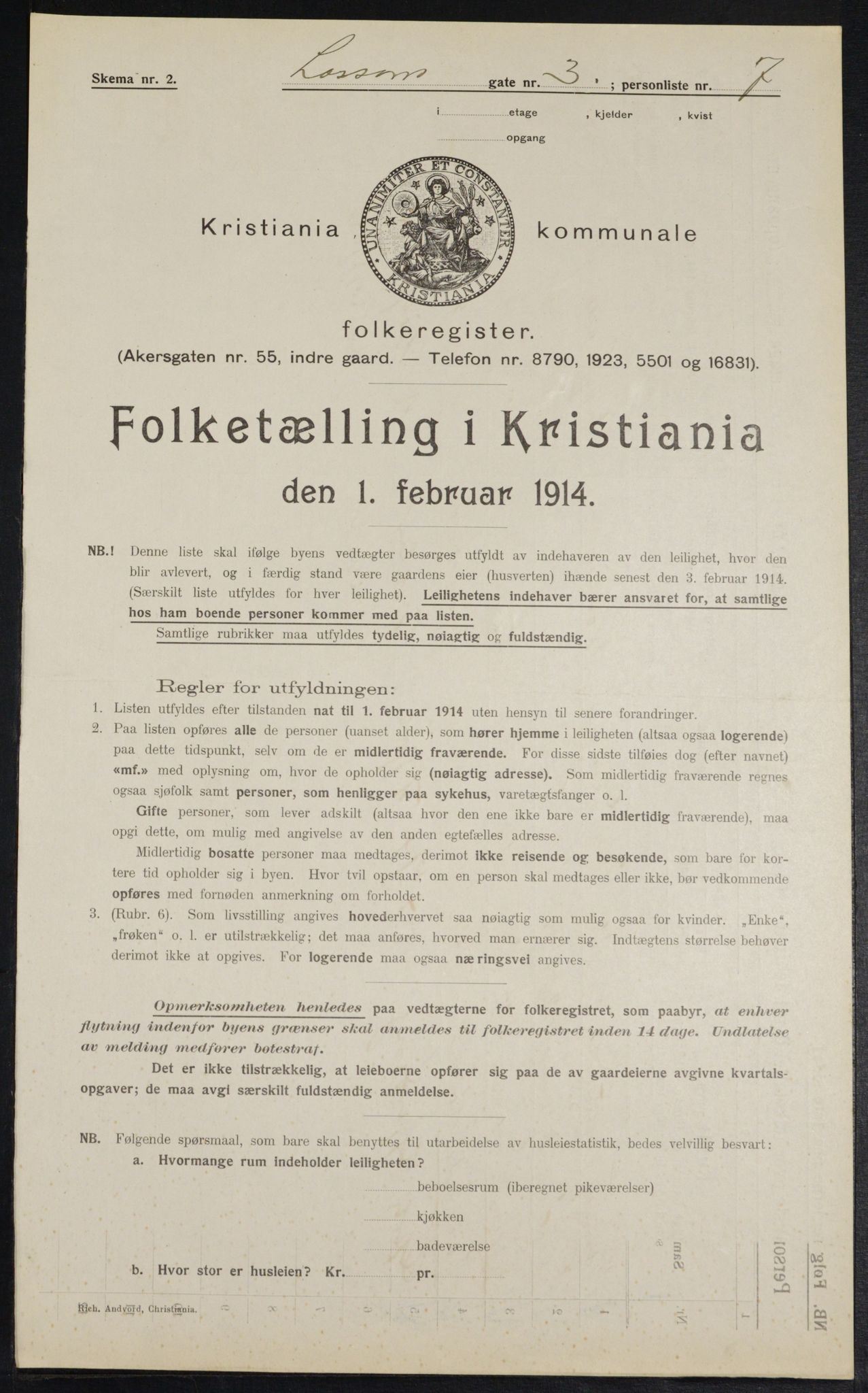 OBA, Municipal Census 1914 for Kristiania, 1914, p. 57147