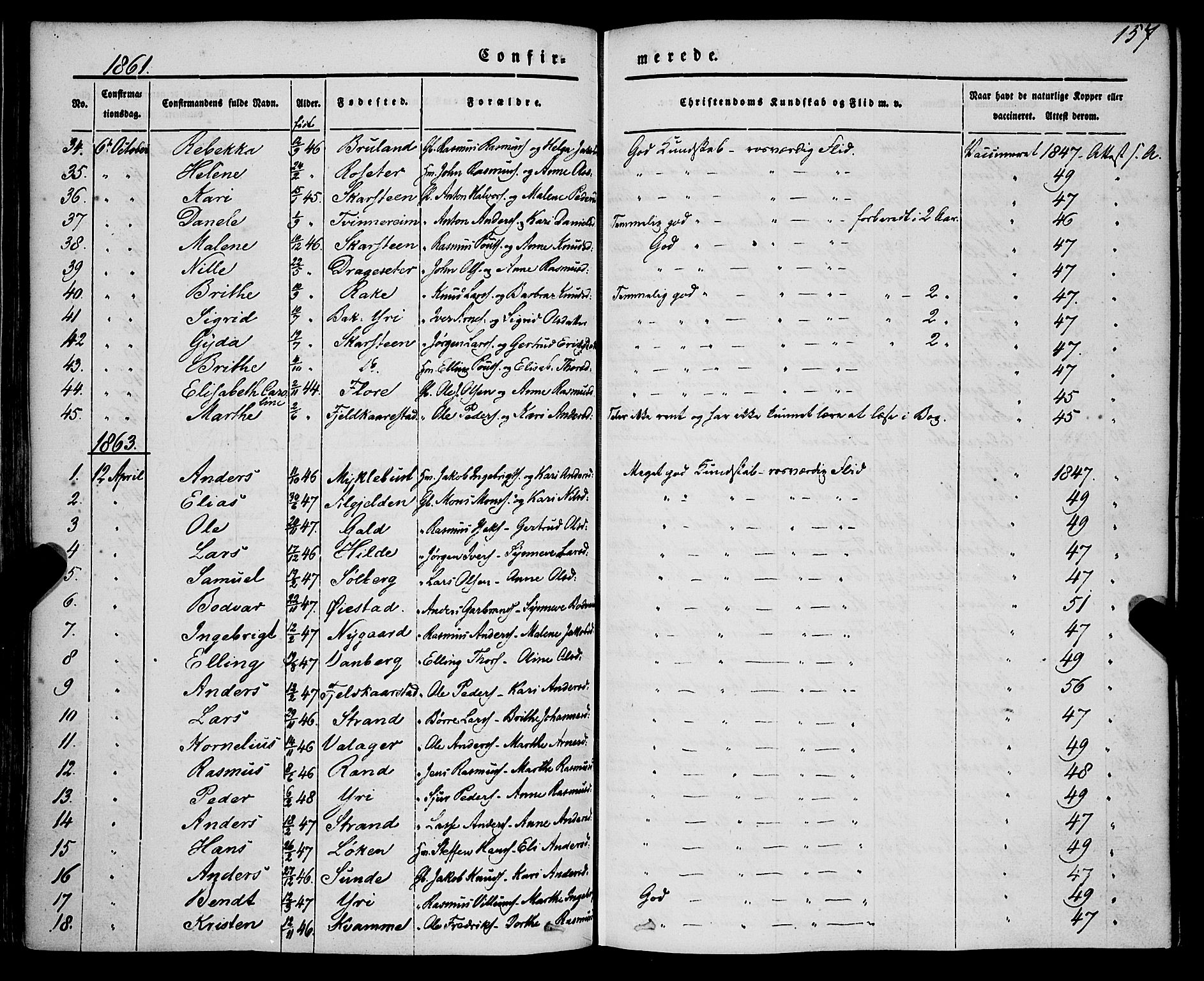 Innvik sokneprestembete, AV/SAB-A-80501: Parish register (official) no. A 5, 1847-1865, p. 157