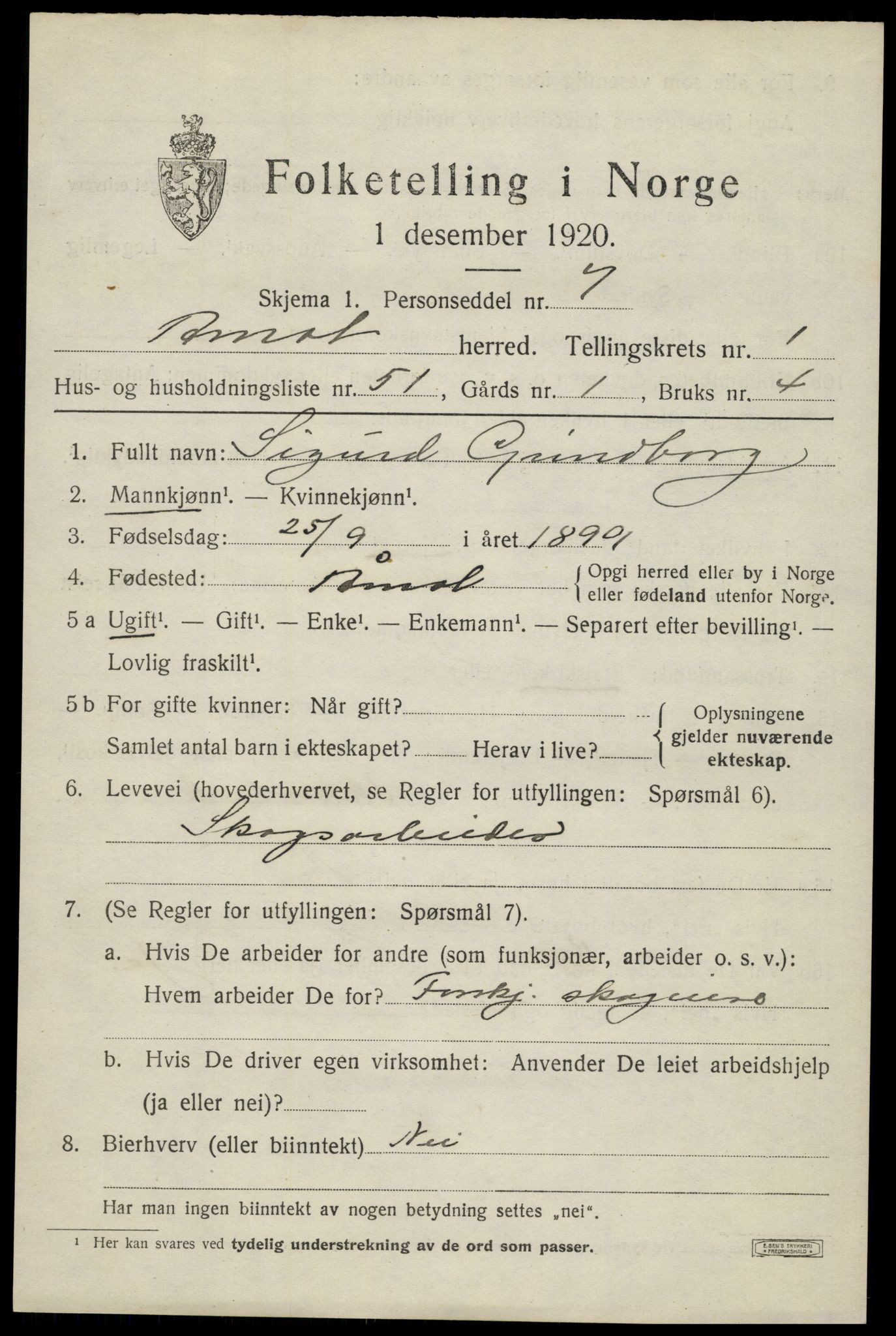 SAH, 1920 census for Åmot, 1920, p. 2067