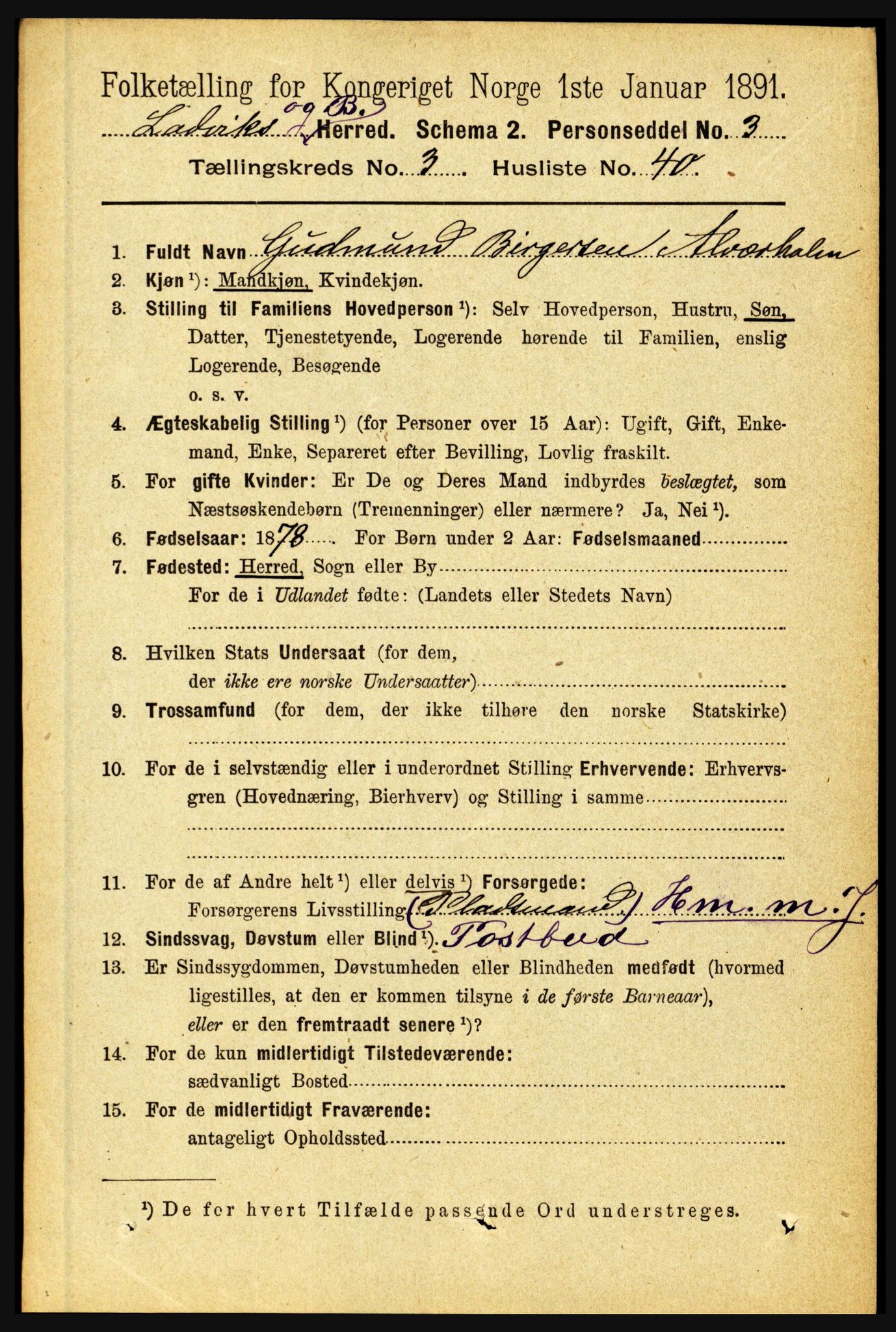 RA, 1891 census for 1415 Lavik og Brekke, 1891, p. 750