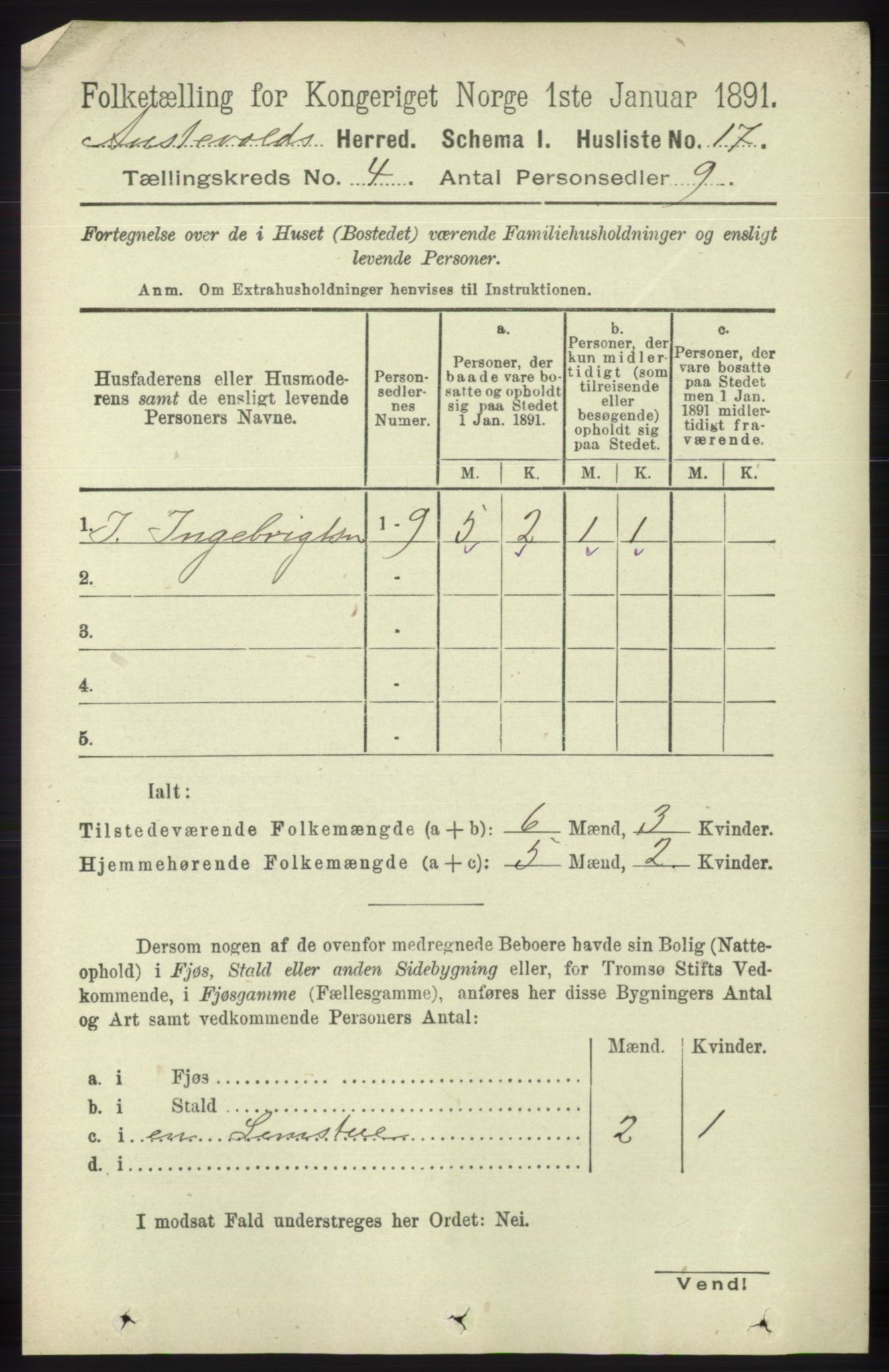 RA, 1891 census for 1244 Austevoll, 1891, p. 1347