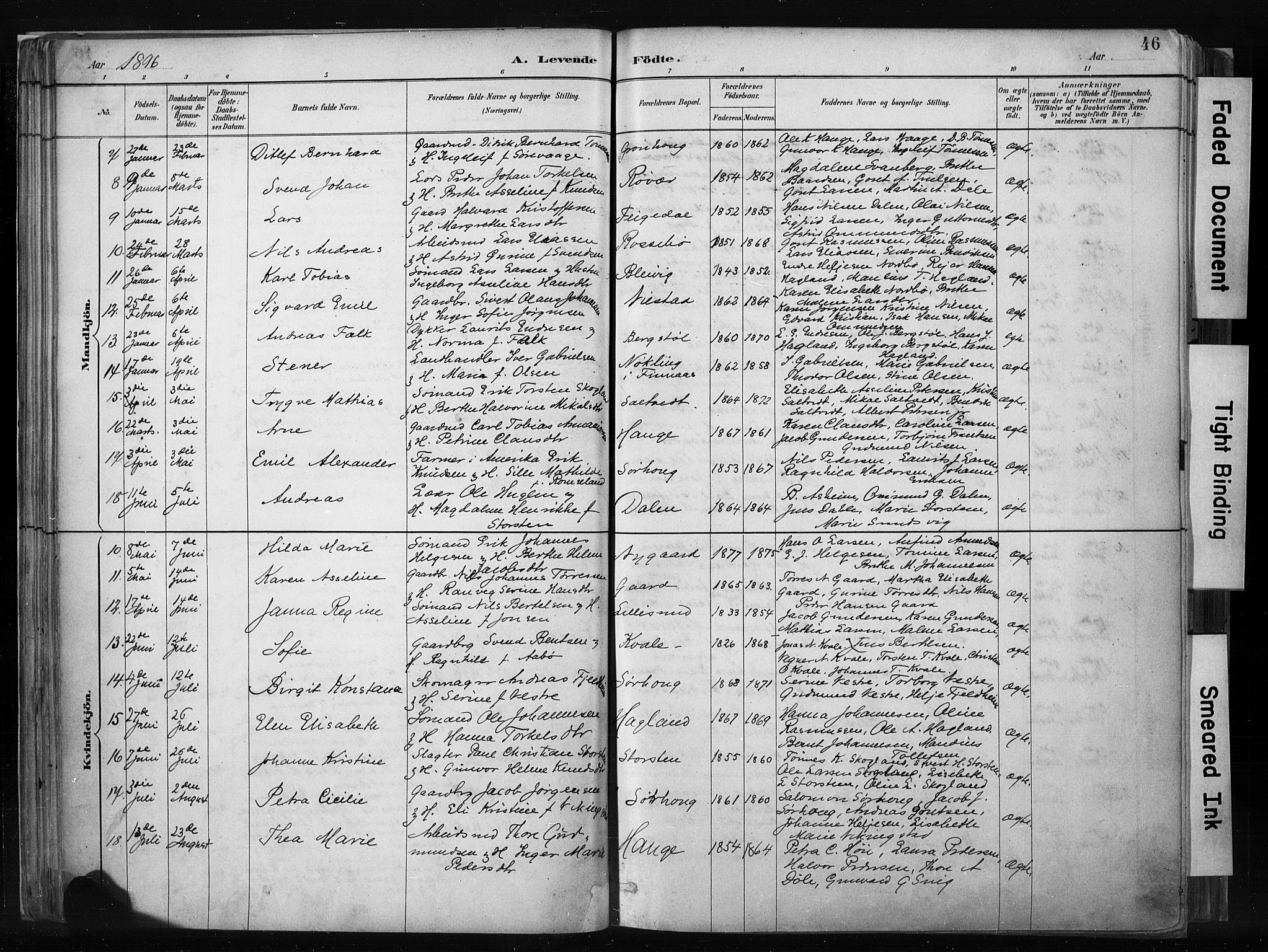 Haugesund sokneprestkontor, SAST/A -101863/H/Ha/Haa/L0004: Parish register (official) no. A 4, 1886-1908, p. 46