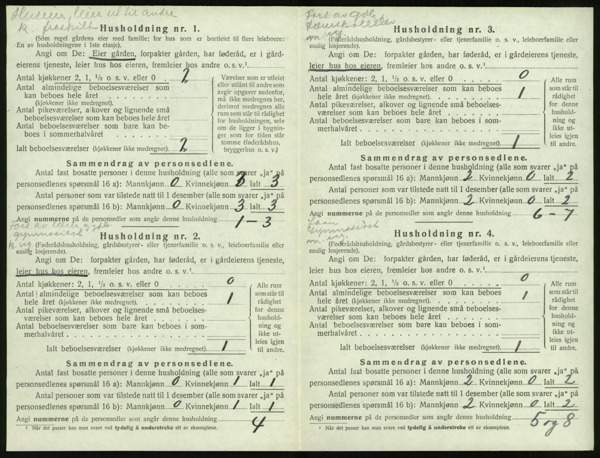 SAT, 1920 census for Volda, 1920, p. 543