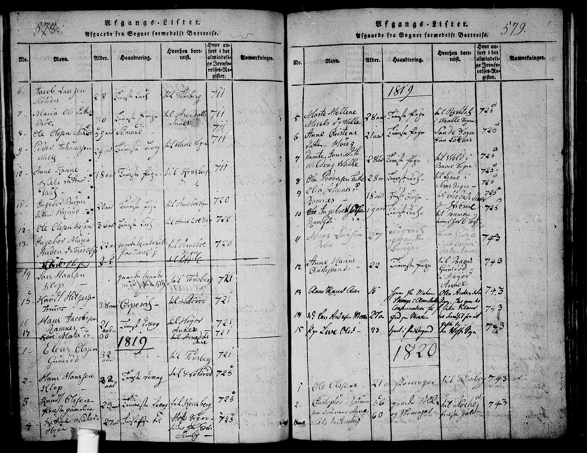 Ramnes kirkebøker, AV/SAKO-A-314/G/Ga/L0001: Parish register (copy) no. I 1, 1813-1847, p. 578-579