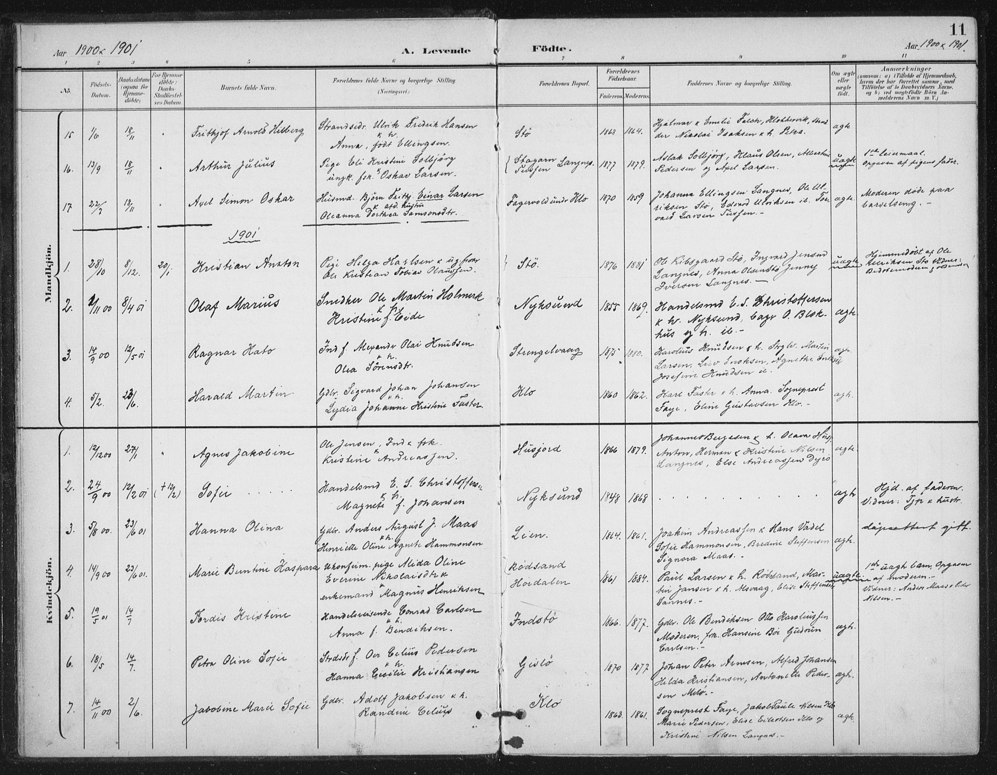 Ministerialprotokoller, klokkerbøker og fødselsregistre - Nordland, SAT/A-1459/894/L1356: Parish register (official) no. 894A02, 1897-1914, p. 11