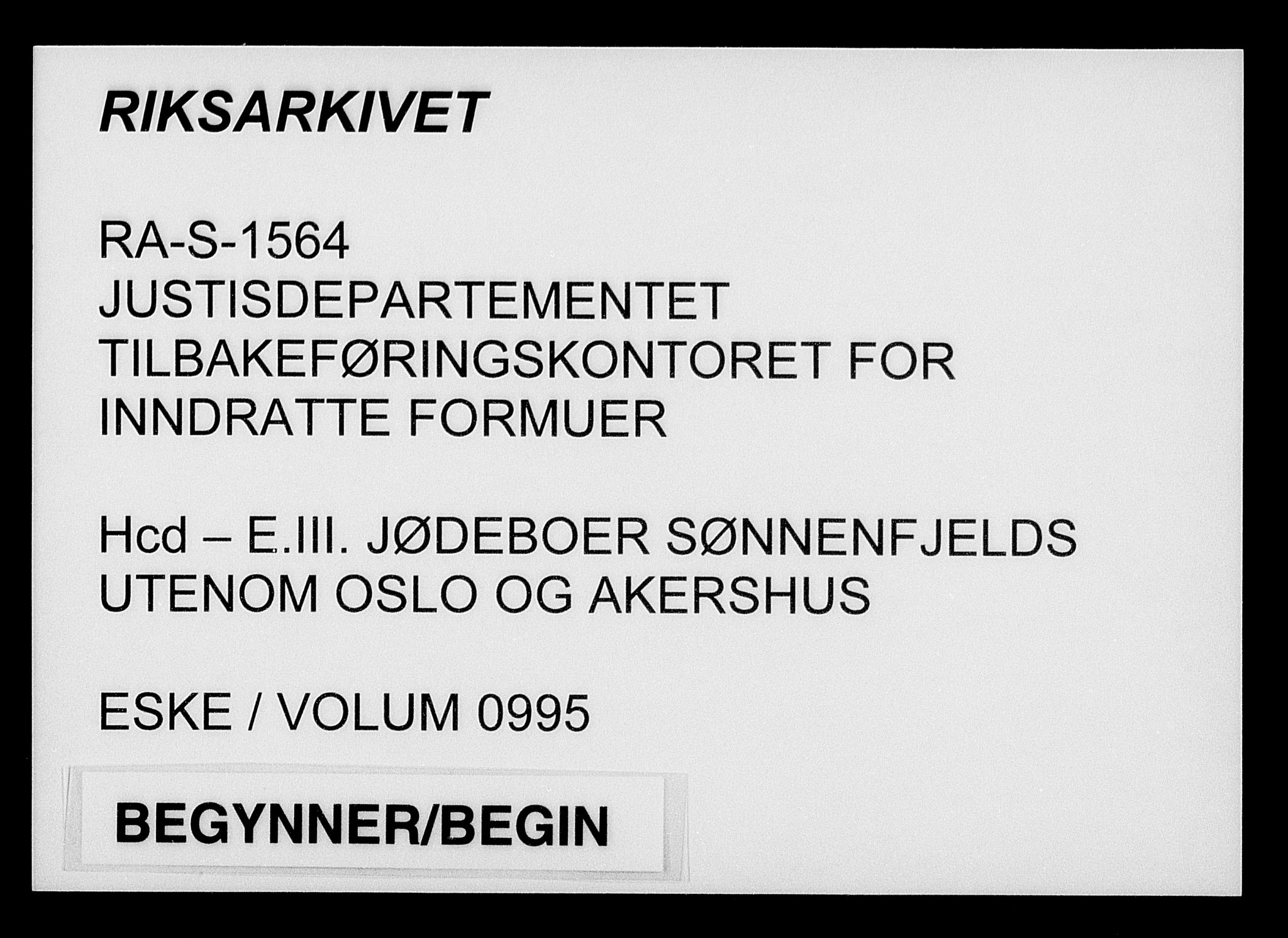 Justisdepartementet, Tilbakeføringskontoret for inndratte formuer, AV/RA-S-1564/H/Hc/Hcd/L0995: --, 1945-1947, p. 1