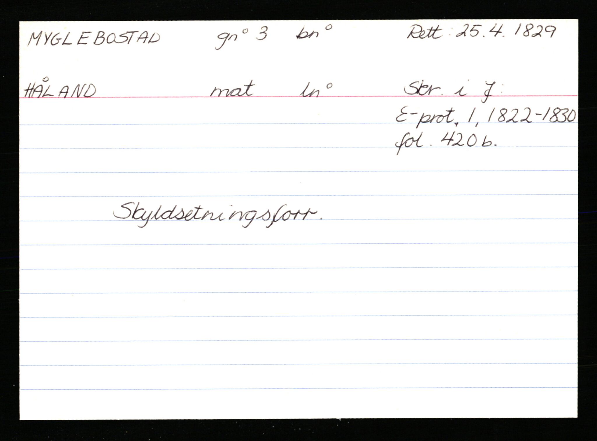 Statsarkivet i Stavanger, AV/SAST-A-101971/03/Y/Ym/L0039: Åstedskort sortert etter gårdsnavn: Mo - Myglebostad, 1600-1950, p. 743
