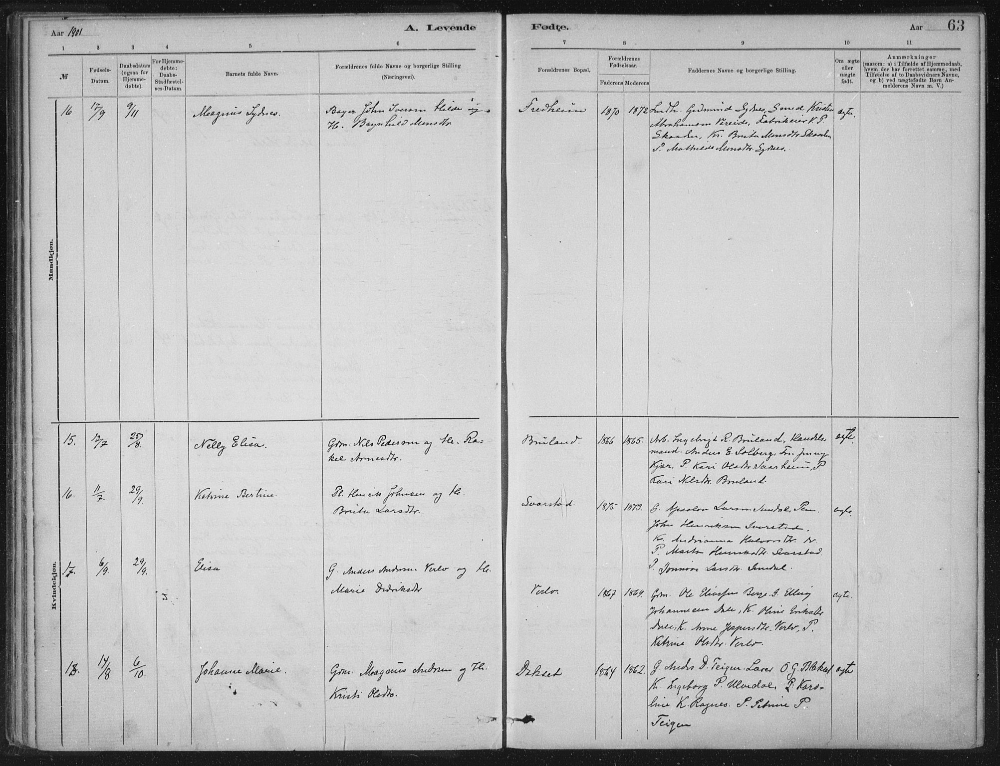 Innvik sokneprestembete, AV/SAB-A-80501: Parish register (official) no. B  1, 1879-1902, p. 63