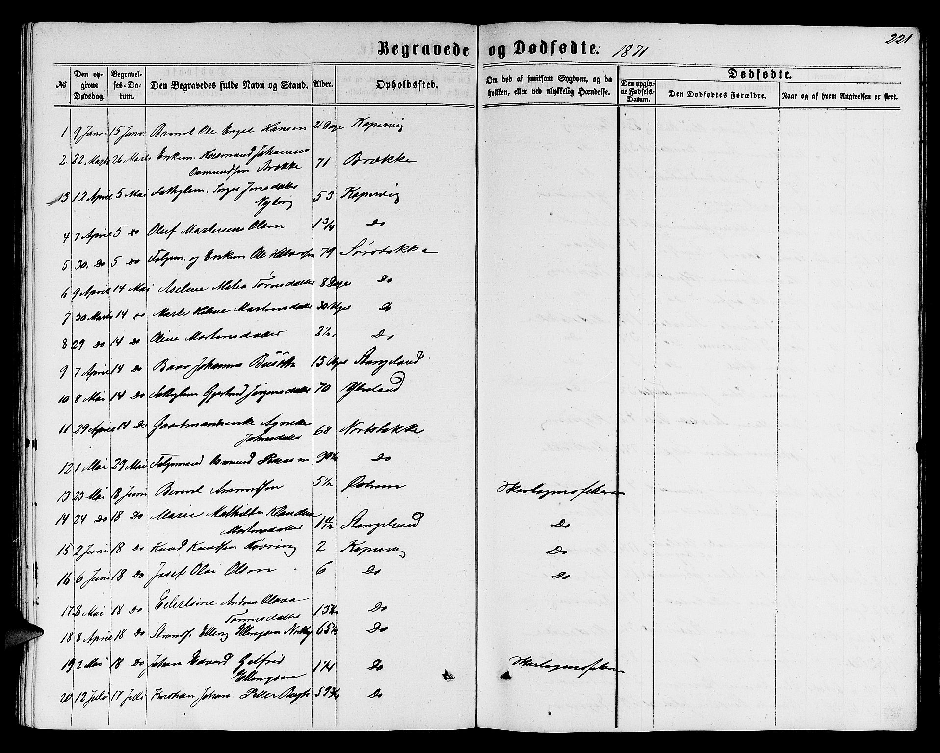 Avaldsnes sokneprestkontor, SAST/A -101851/H/Ha/Hab/L0004: Parish register (copy) no. B 4, 1861-1876, p. 221
