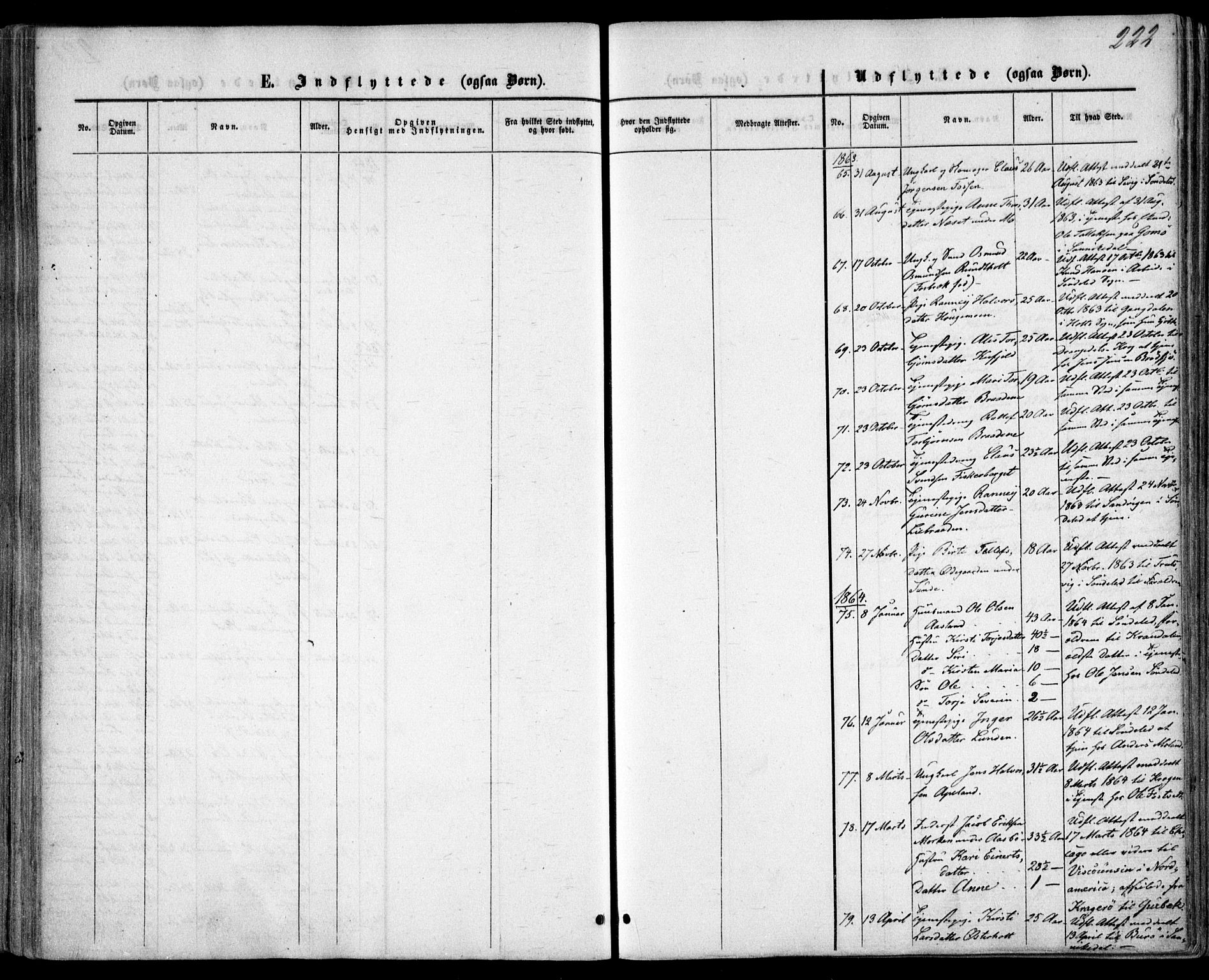 Gjerstad sokneprestkontor, AV/SAK-1111-0014/F/Fa/Faa/L0007: Parish register (official) no. A 7, 1858-1875, p. 222