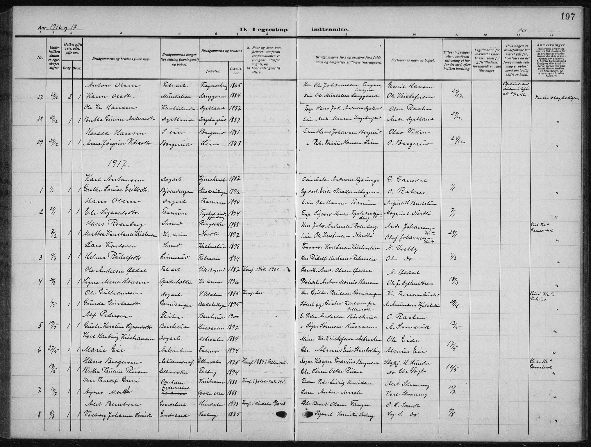 Nes prestekontor Kirkebøker, SAO/A-10410/G/Ga/L0003: Parish register (copy) no. I 3, 1913-1941, p. 197