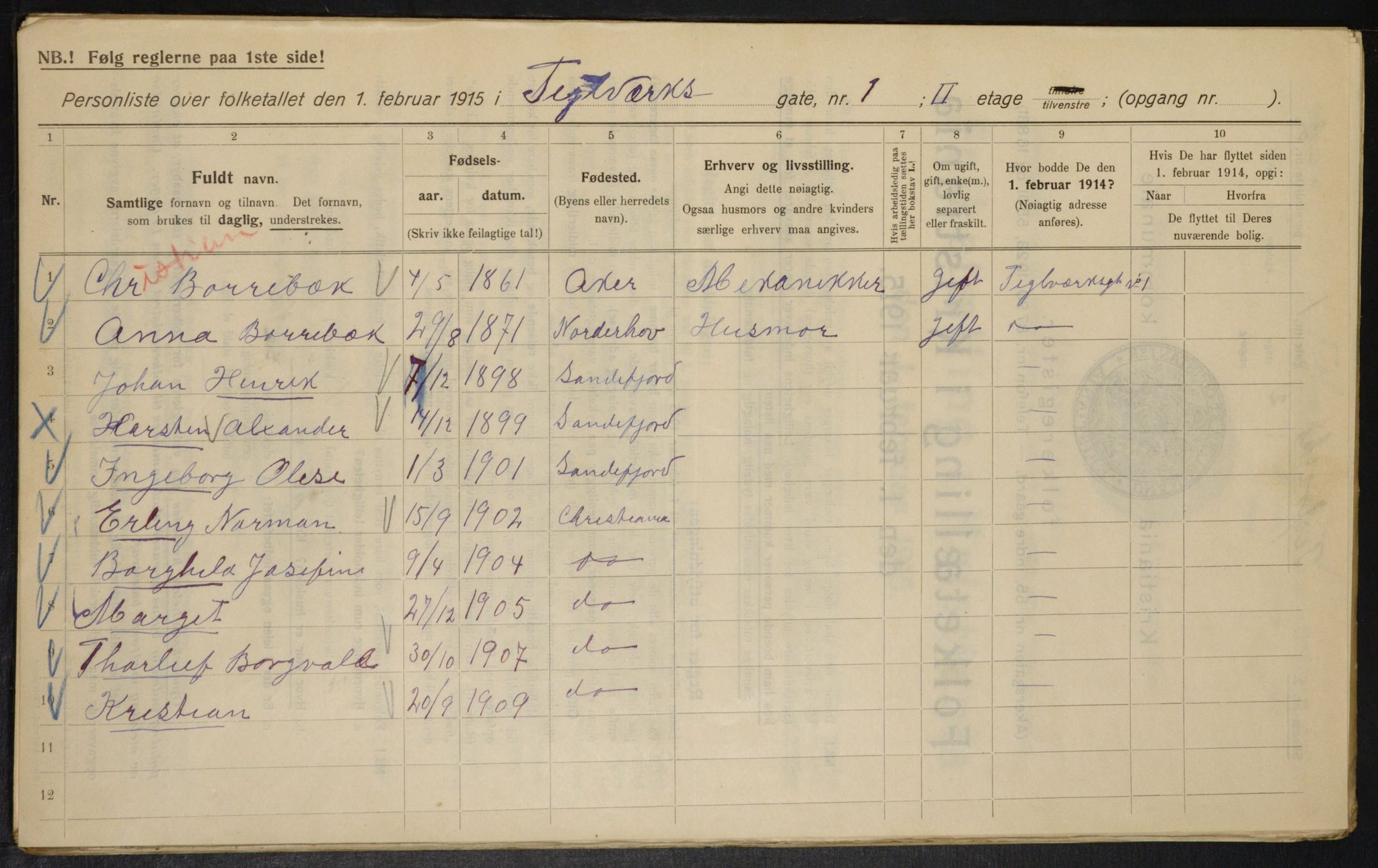 OBA, Municipal Census 1915 for Kristiania, 1915, p. 107593