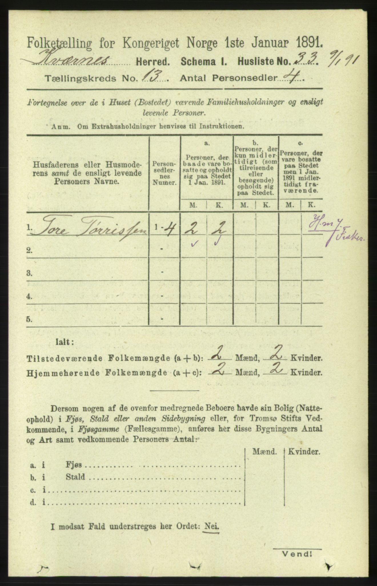 RA, 1891 census for 1553 Kvernes, 1891, p. 5417