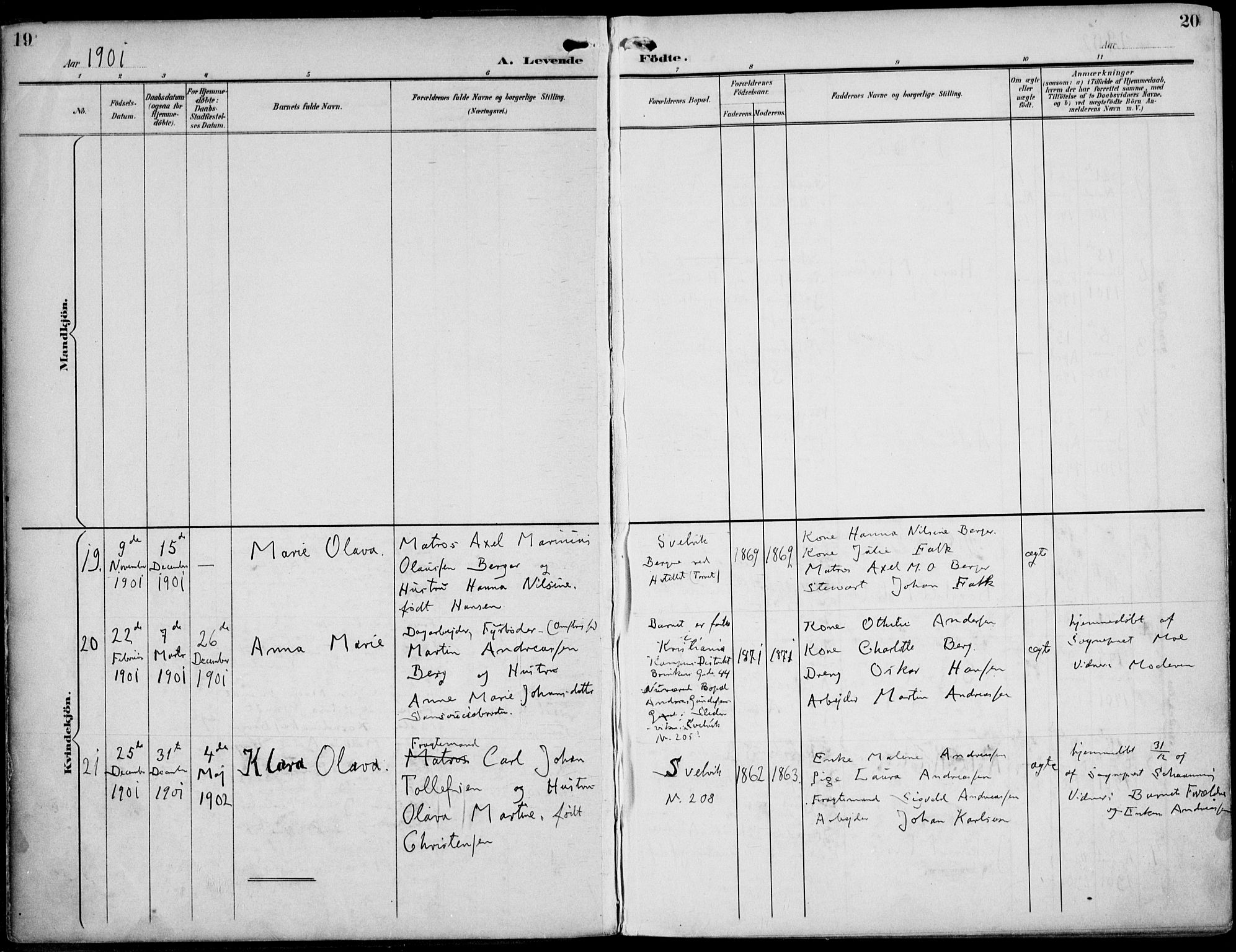 Strømm kirkebøker, AV/SAKO-A-322/F/Fb/L0002: Parish register (official) no. II 2, 1900-1919, p. 19-20