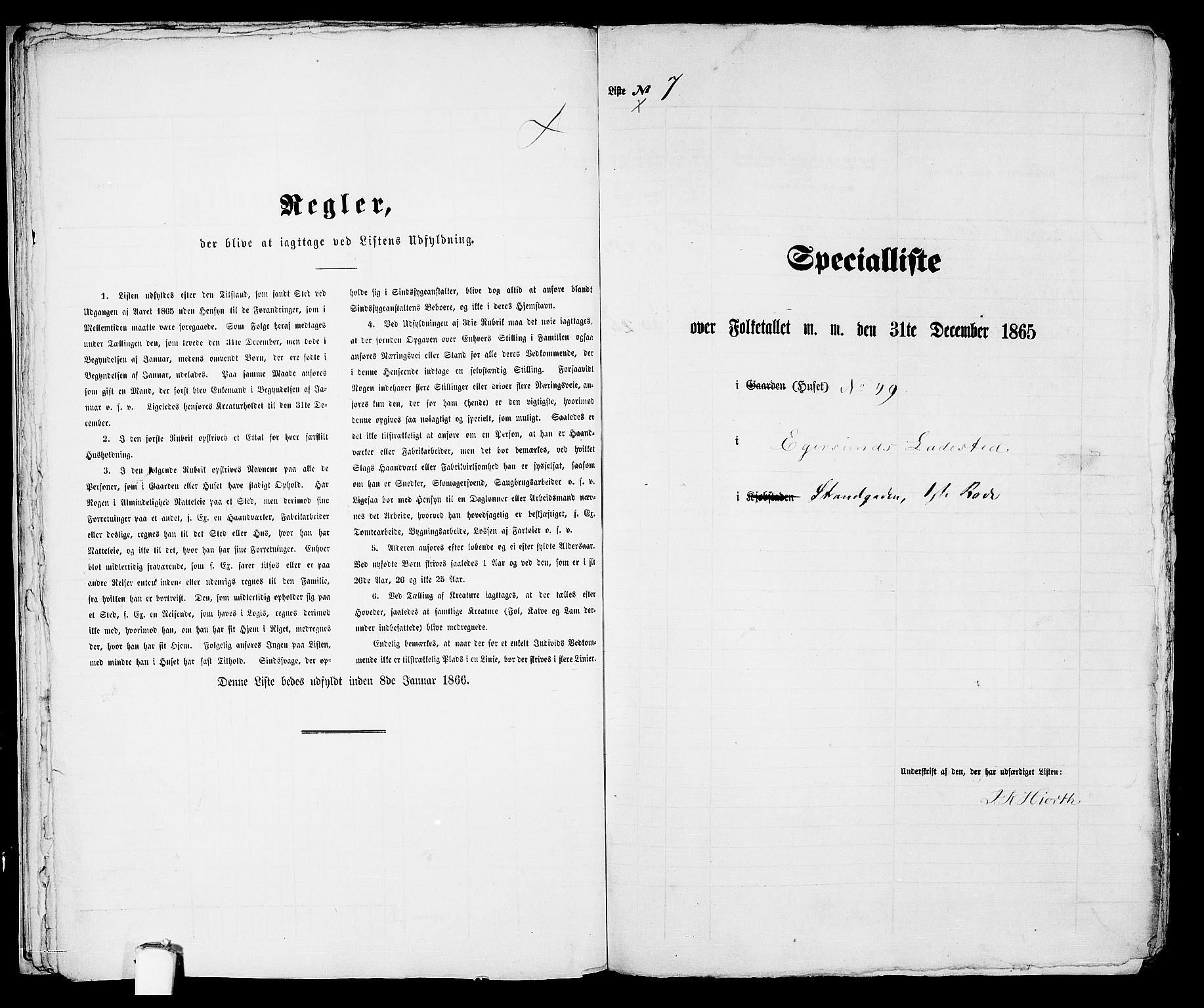 RA, 1865 census for Eigersund parish, Egersund town, 1865, p. 22