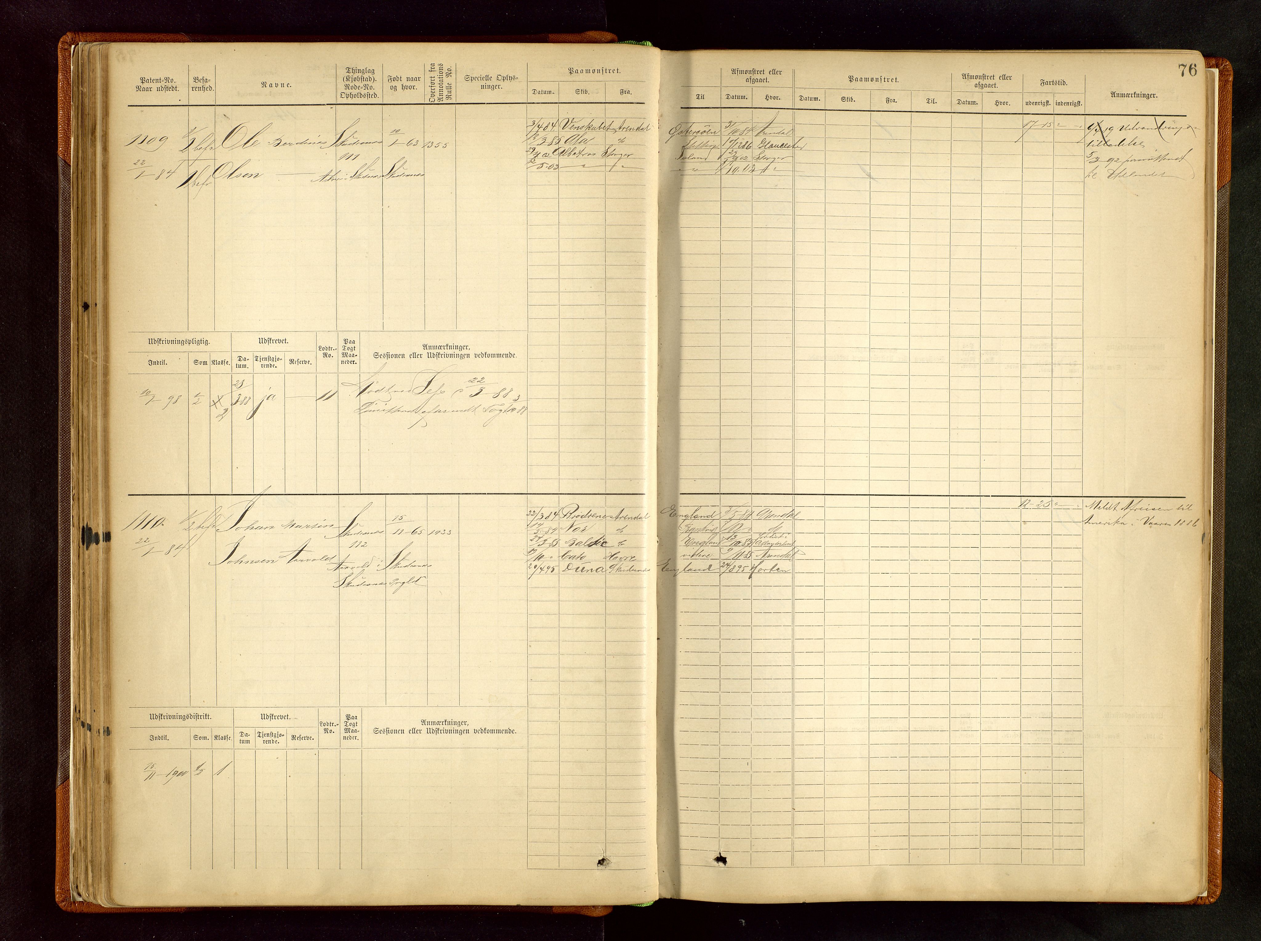 Haugesund sjømannskontor, SAST/A-102007/F/Fb/Fbb/L0002: Sjøfartsrulle Skudenes kretsnr. 959-2439, 1860-1948, p. 76