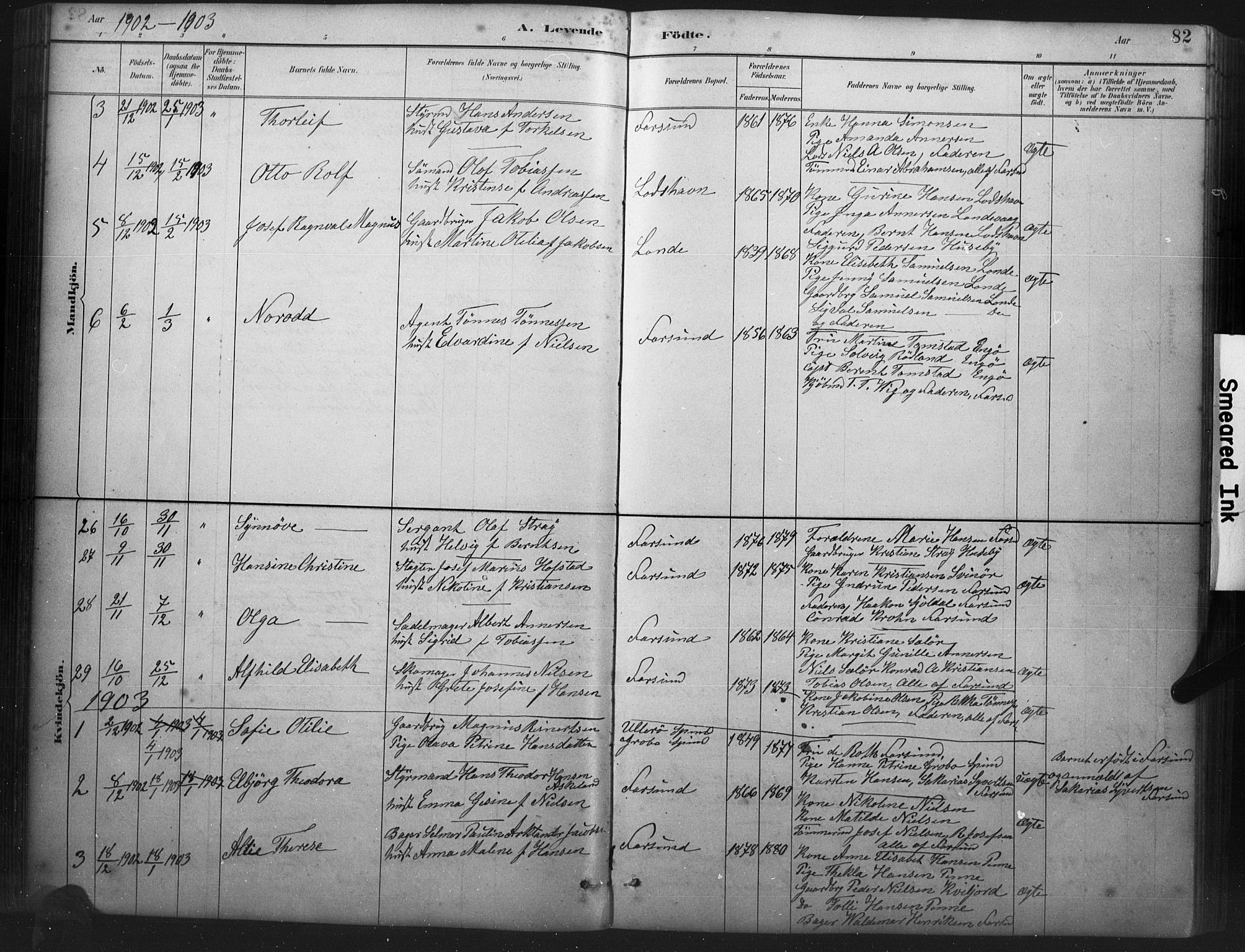 Farsund sokneprestkontor, AV/SAK-1111-0009/F/Fb/L0001: Parish register (copy) no. B 1, 1886-1931, p. 82