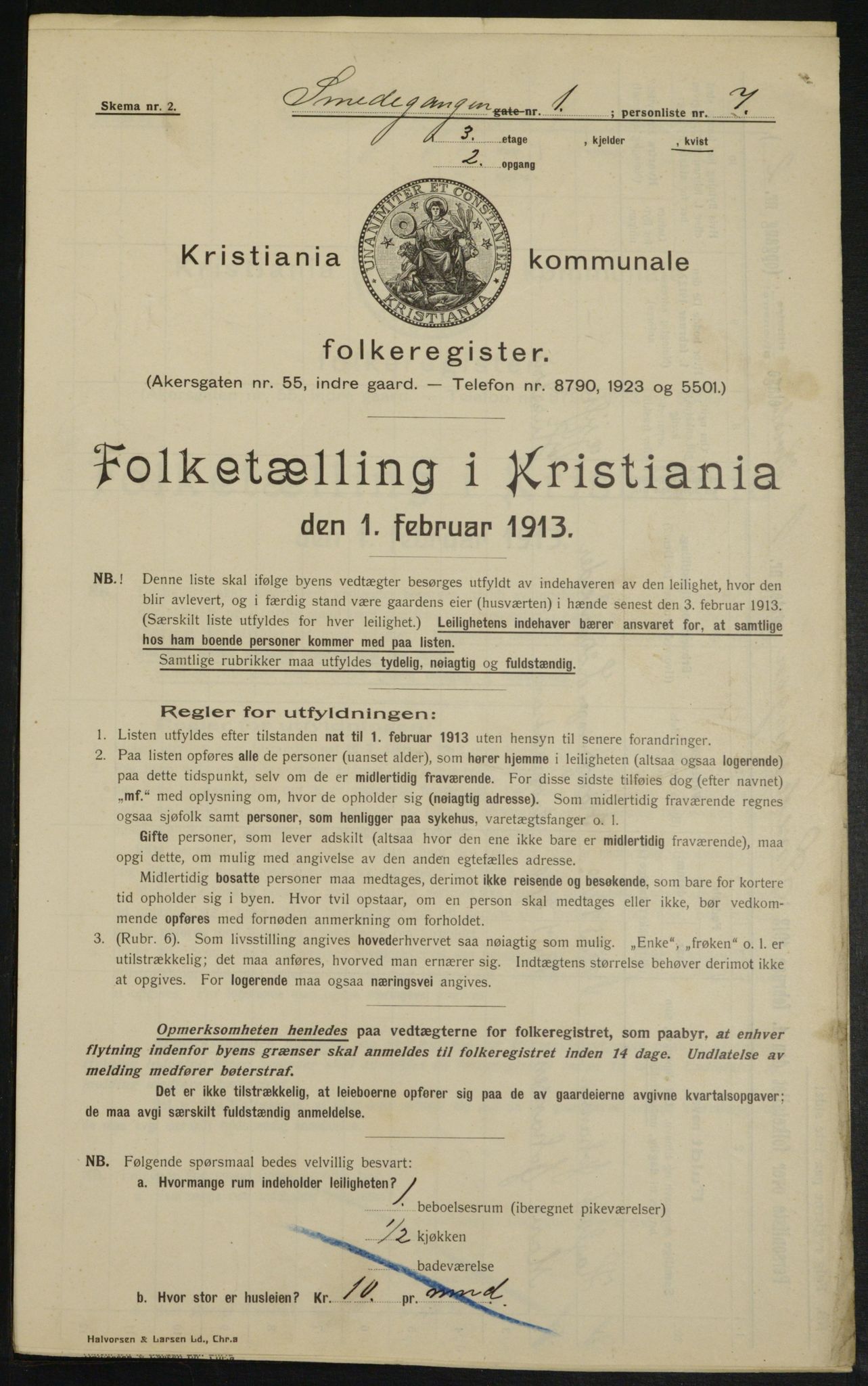 OBA, Municipal Census 1913 for Kristiania, 1913, p. 97104