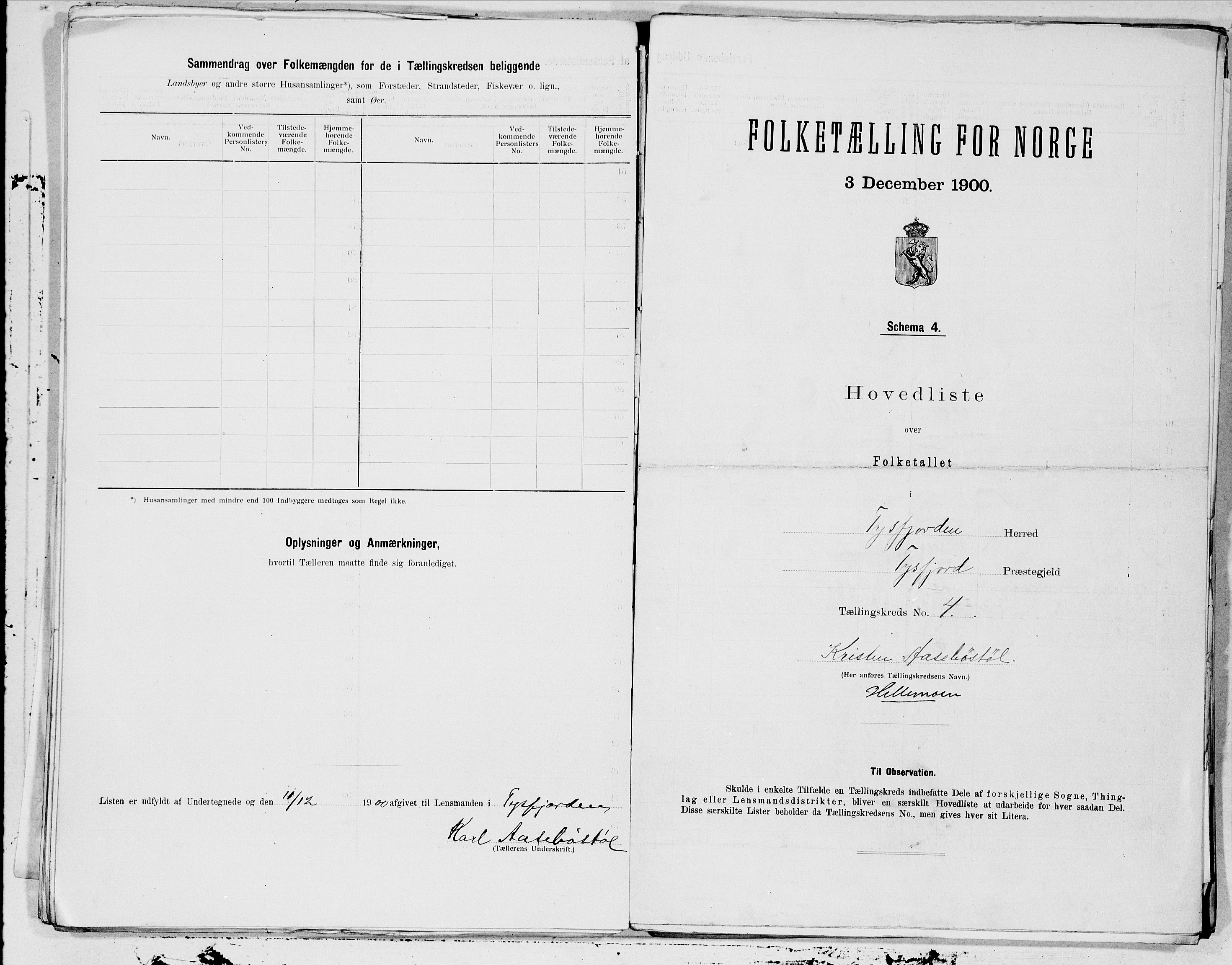 SAT, 1900 census for Tysfjord, 1900, p. 10