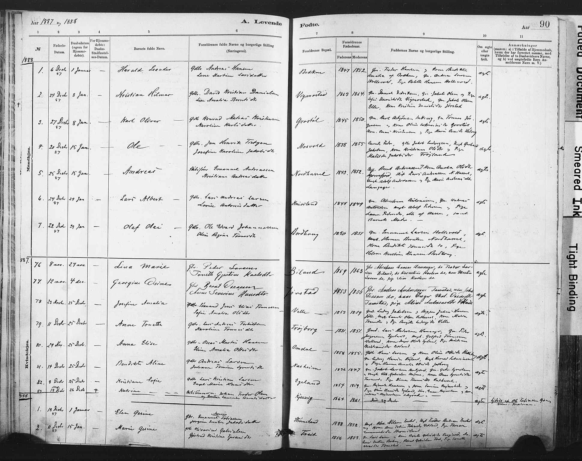 Lista sokneprestkontor, SAK/1111-0027/F/Fa/L0012: Parish register (official) no. A 12, 1879-1903, p. 90