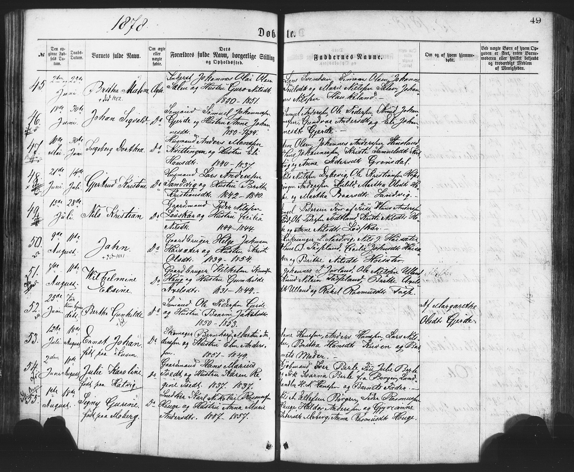 Os sokneprestembete, SAB/A-99929: Parish register (official) no. A 18, 1874-1884, p. 49
