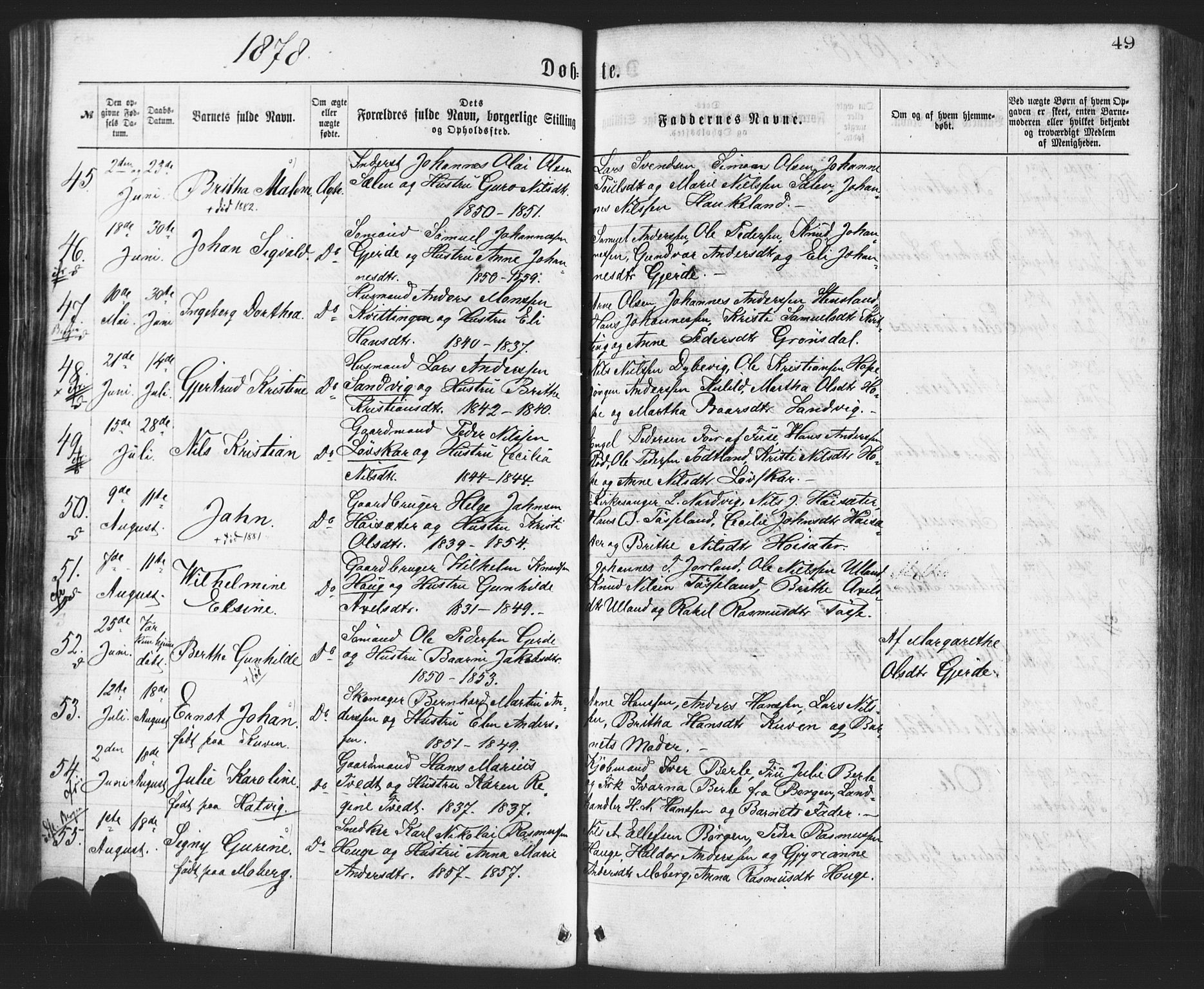 Os sokneprestembete, AV/SAB-A-99929: Parish register (official) no. A 18, 1874-1884, p. 49