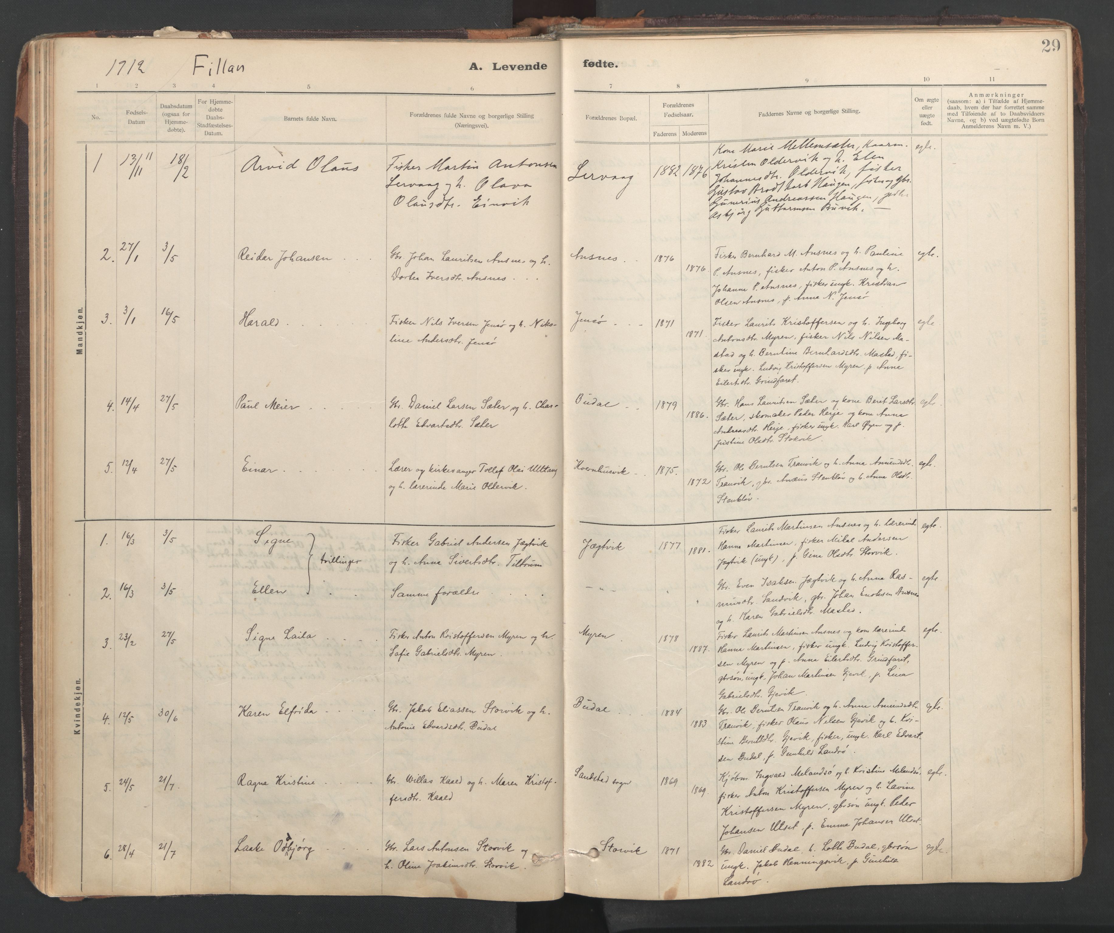 Ministerialprotokoller, klokkerbøker og fødselsregistre - Sør-Trøndelag, SAT/A-1456/637/L0559: Parish register (official) no. 637A02, 1899-1923, p. 29