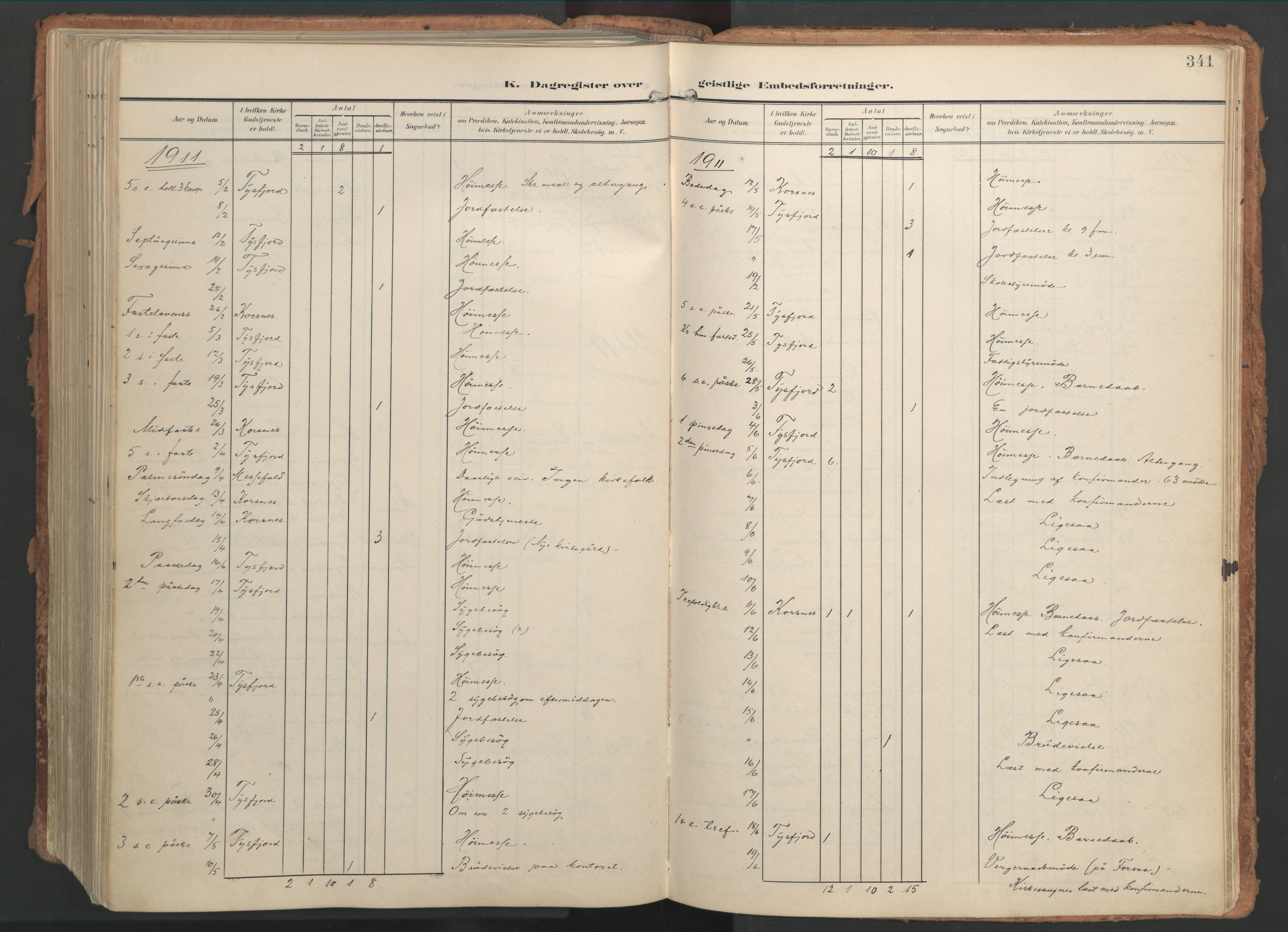 Ministerialprotokoller, klokkerbøker og fødselsregistre - Nordland, AV/SAT-A-1459/861/L0871: Parish register (official) no. 861A06, 1903-1916, p. 341