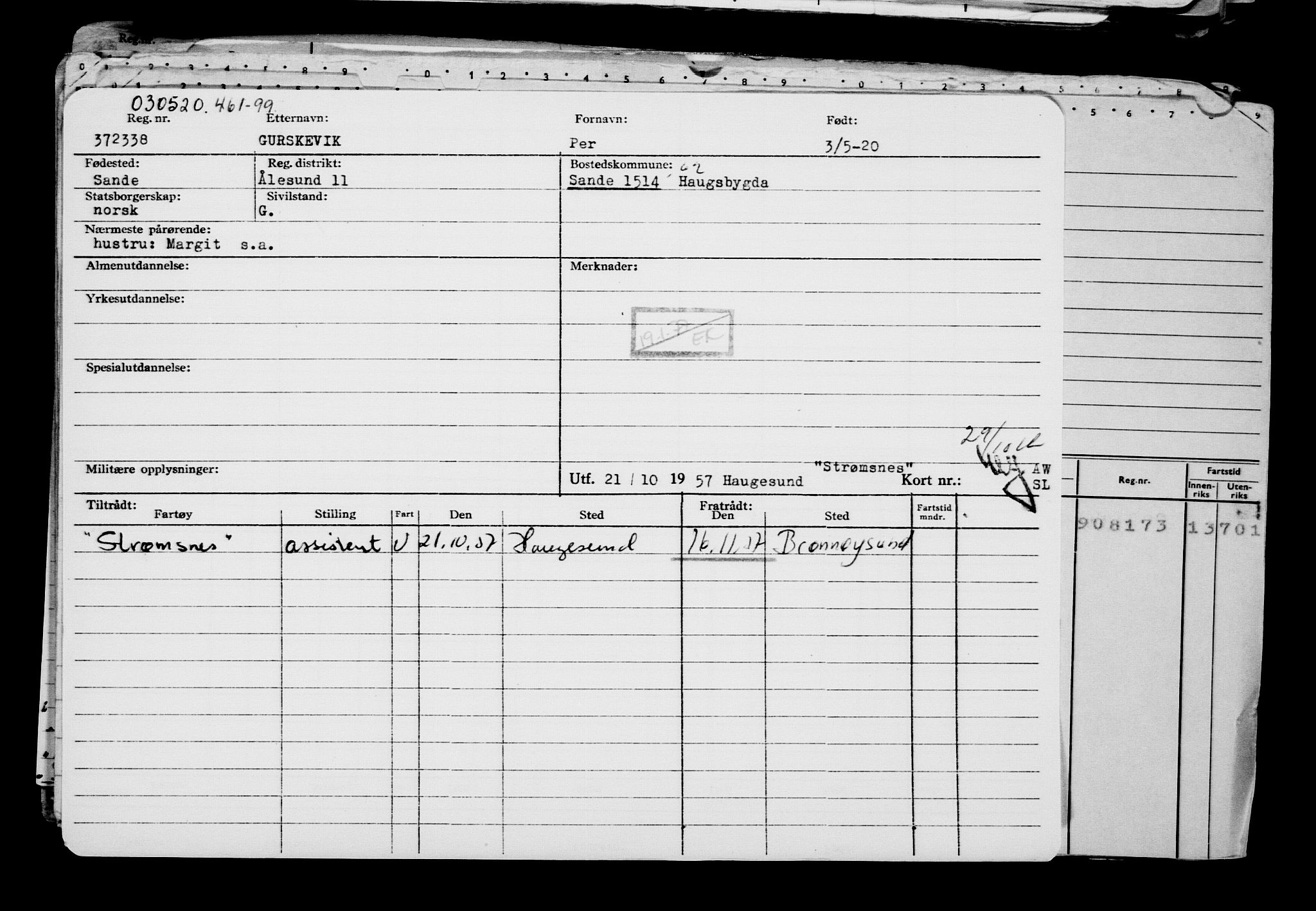 Direktoratet for sjømenn, AV/RA-S-3545/G/Gb/L0180: Hovedkort, 1920, p. 299