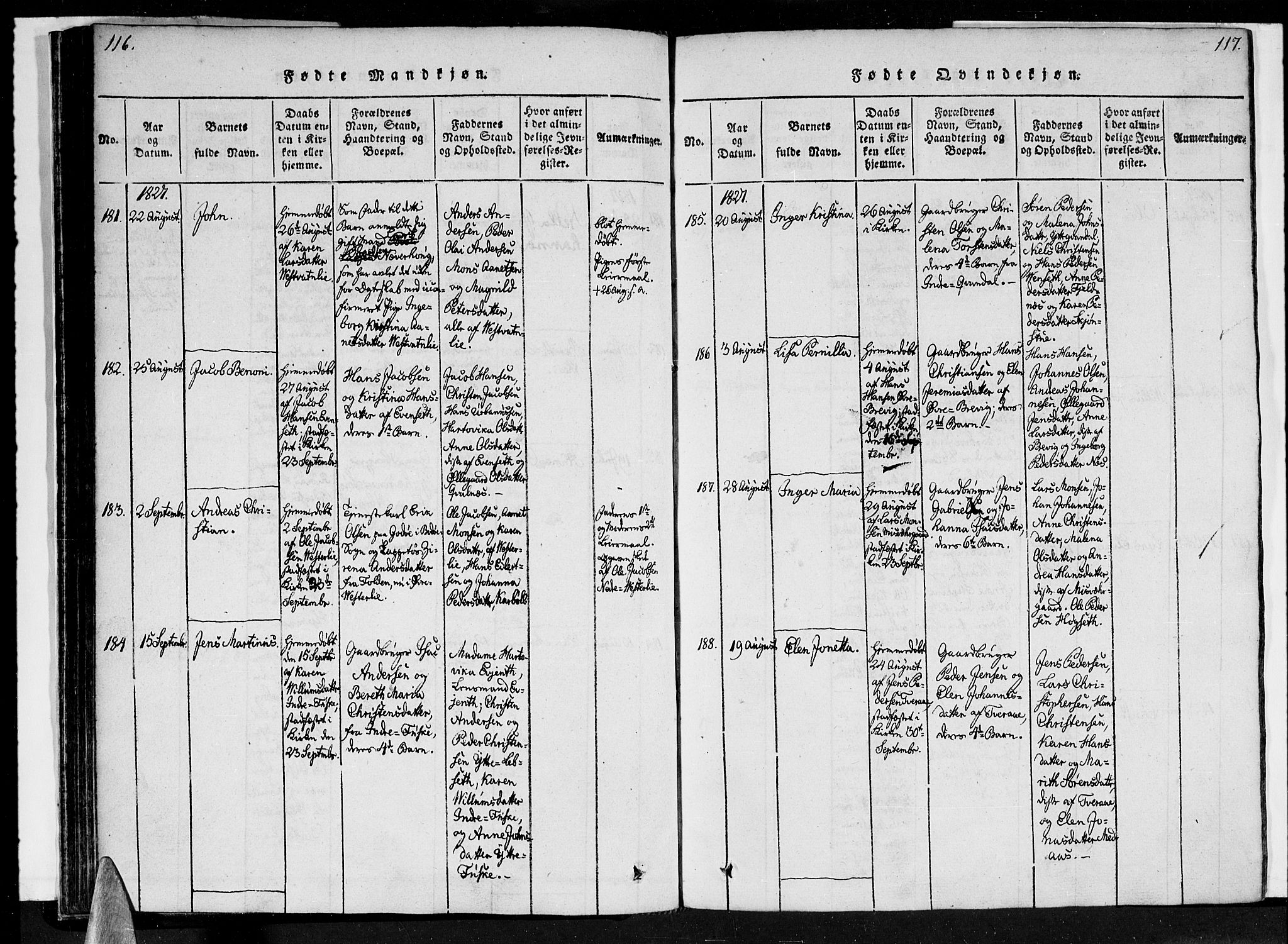 Ministerialprotokoller, klokkerbøker og fødselsregistre - Nordland, SAT/A-1459/852/L0736: Parish register (official) no. 852A06, 1820-1833, p. 116-117