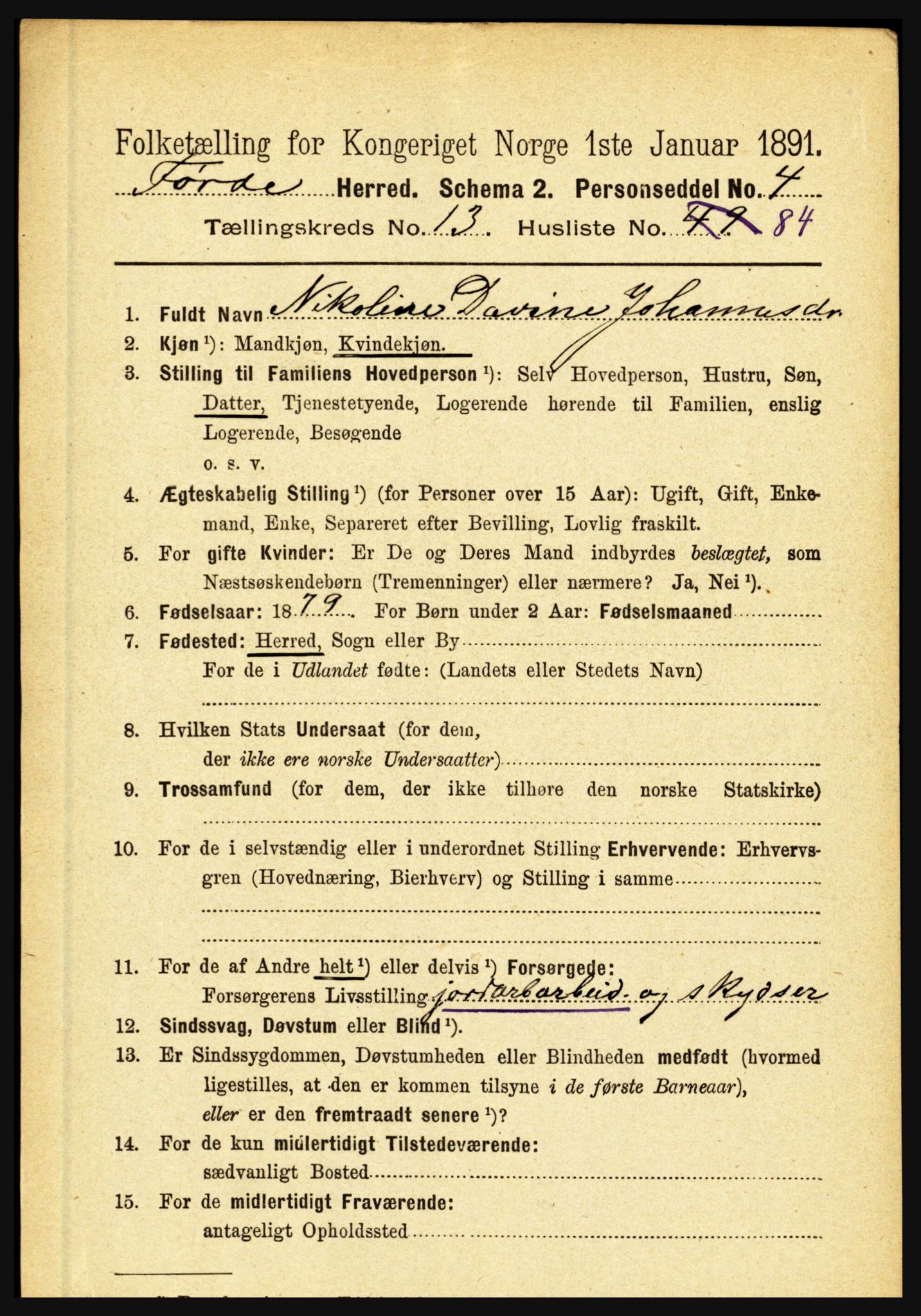 RA, 1891 census for 1432 Førde, 1891, p. 5057