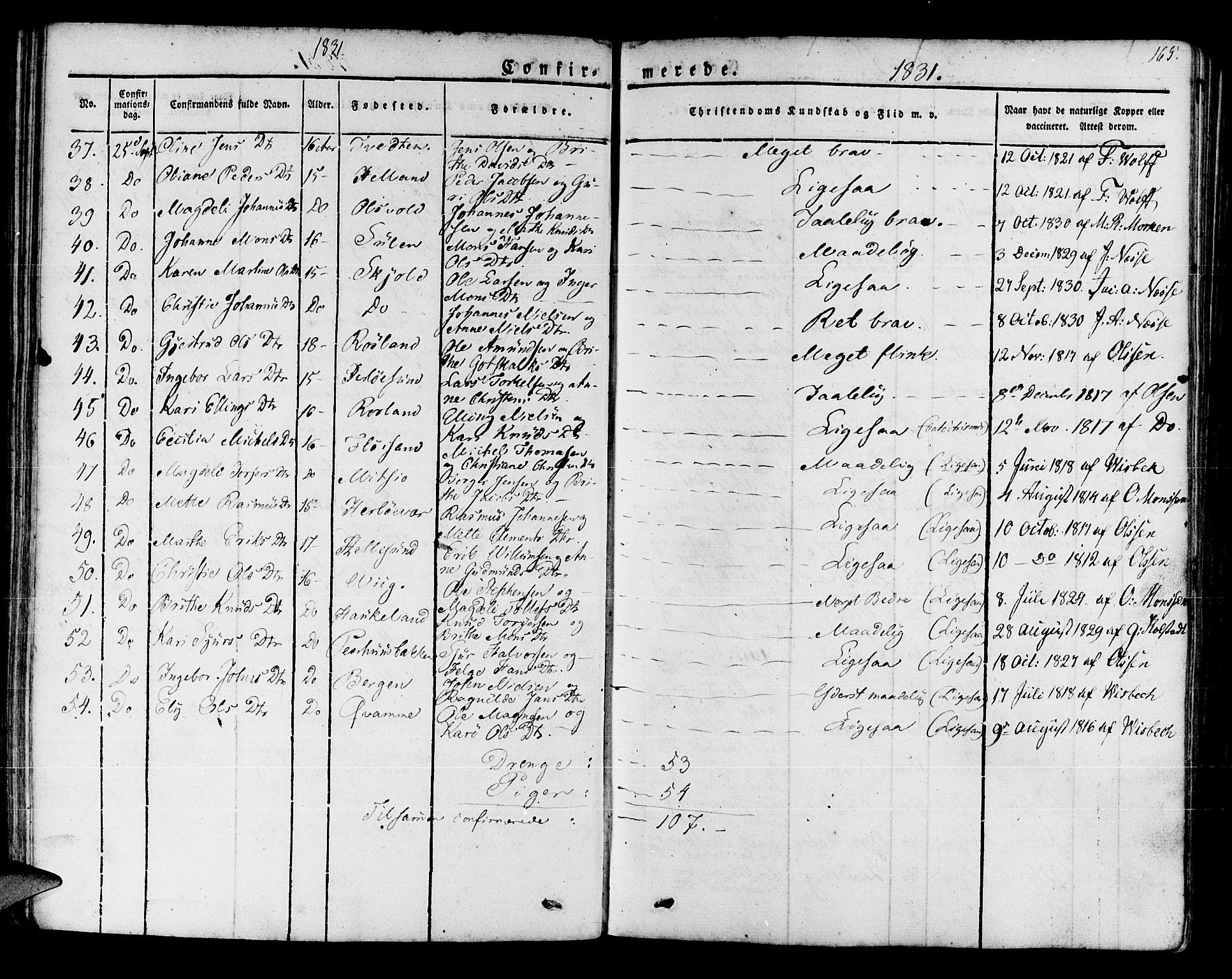 Manger sokneprestembete, SAB/A-76801/H/Haa: Parish register (official) no. A 4, 1824-1838, p. 165
