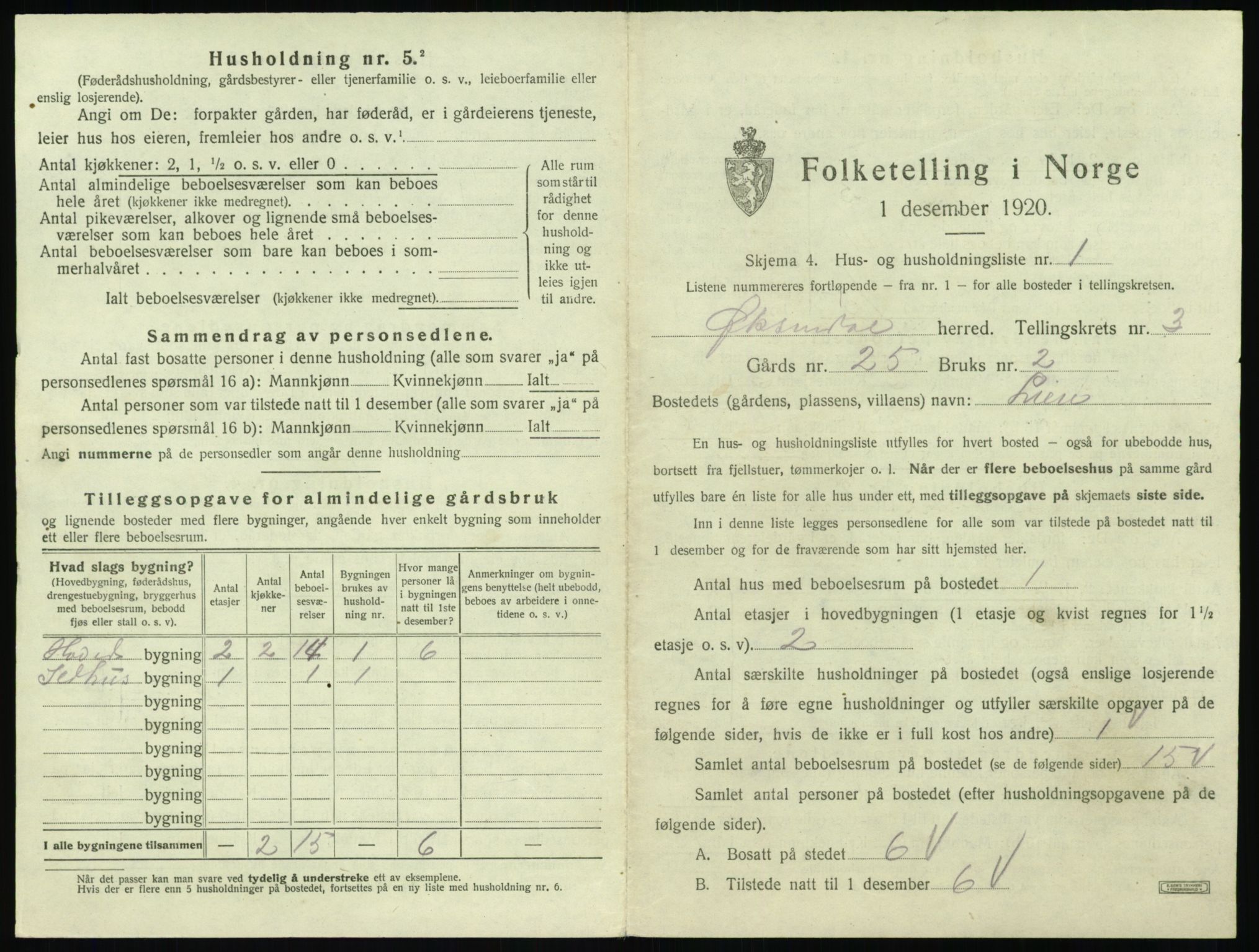 SAT, 1920 census for Øksendal, 1920, p. 179