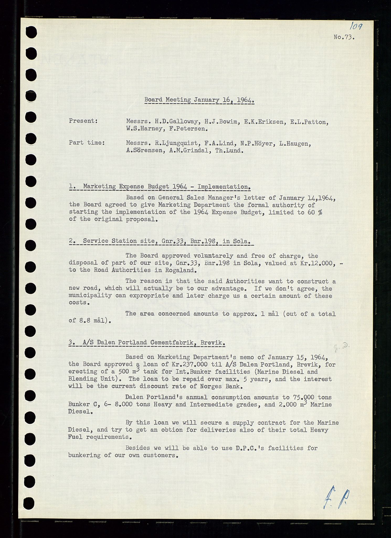 Pa 0982 - Esso Norge A/S, AV/SAST-A-100448/A/Aa/L0001/0004: Den administrerende direksjon Board minutes (styrereferater) / Den administrerende direksjon Board minutes (styrereferater), 1963-1964, p. 152