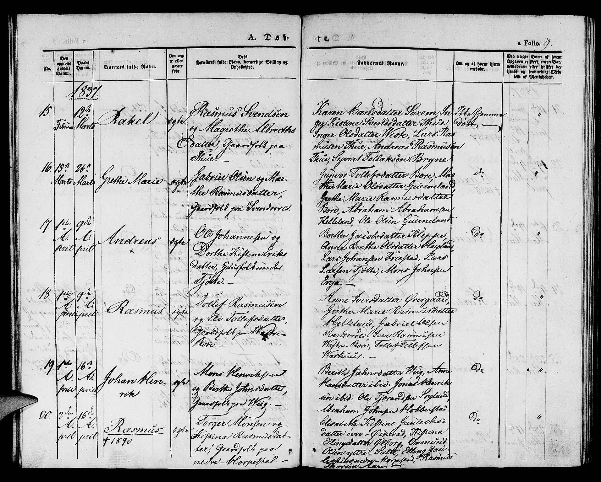 Klepp sokneprestkontor, SAST/A-101803/001/3/30BA/L0003: Parish register (official) no. A 3, 1833-1842, p. 29