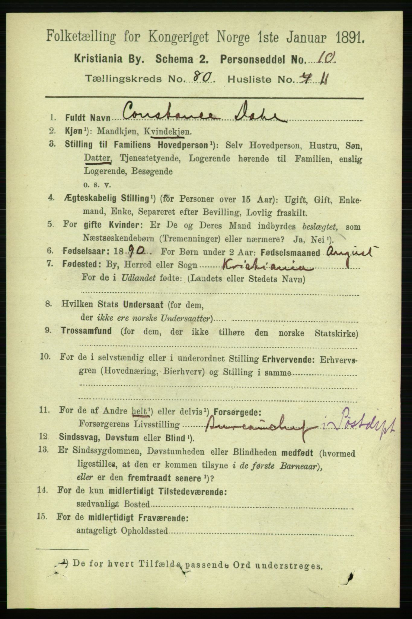 RA, 1891 census for 0301 Kristiania, 1891, p. 41472