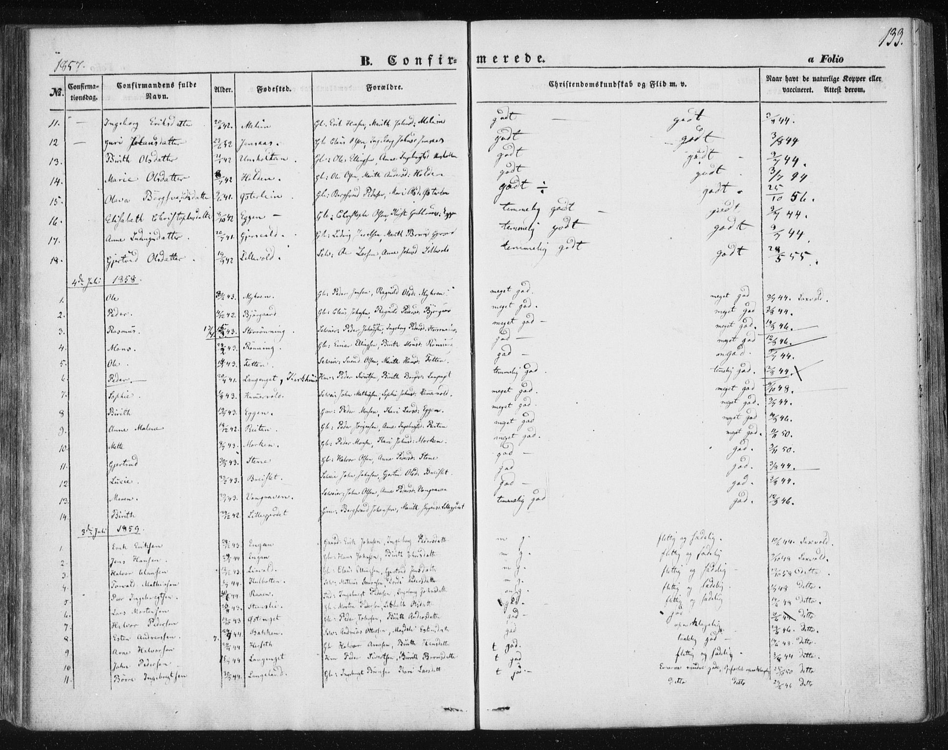 Ministerialprotokoller, klokkerbøker og fødselsregistre - Sør-Trøndelag, SAT/A-1456/685/L0965: Parish register (official) no. 685A06 /3, 1846-1859, p. 133