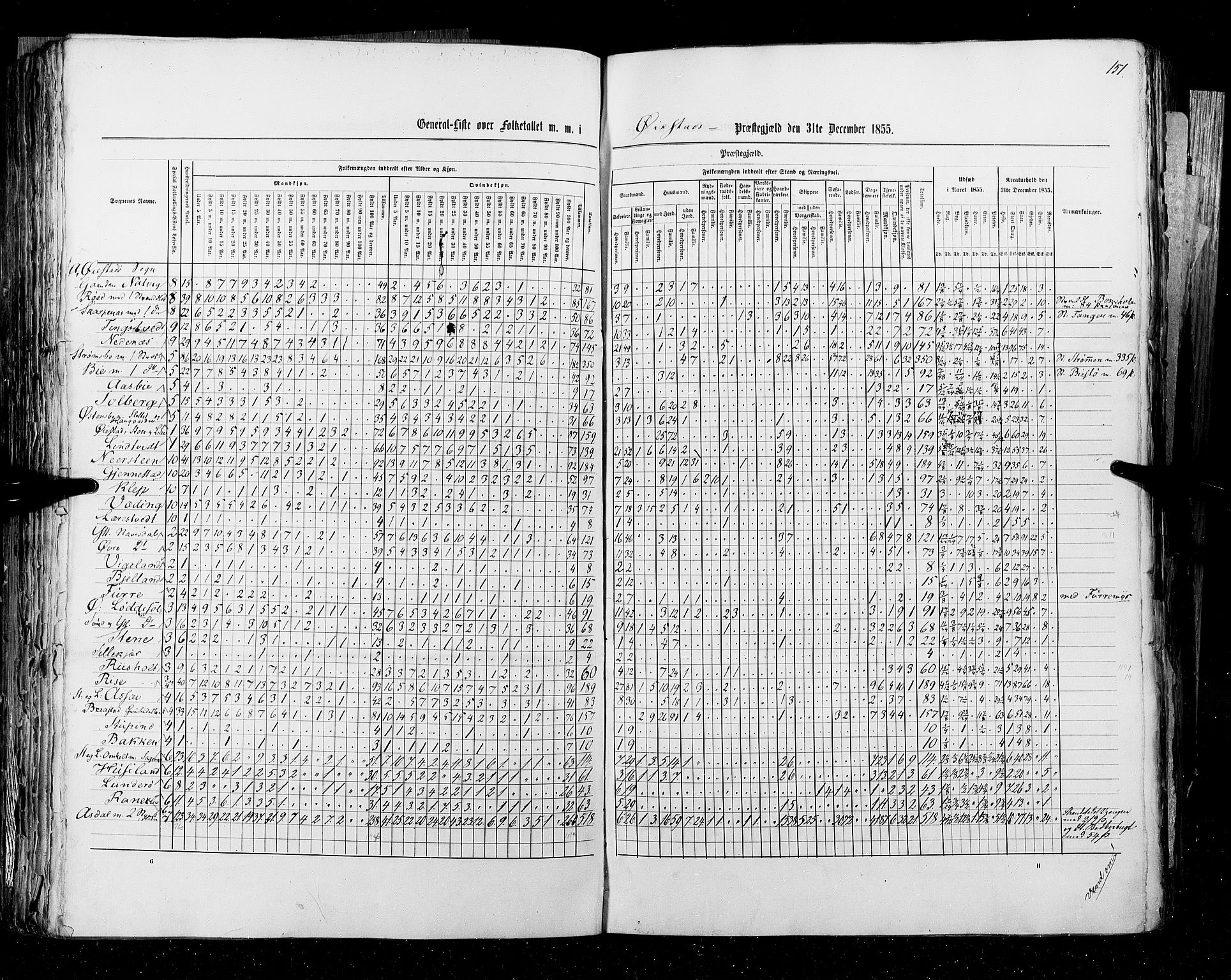 RA, Census 1855, vol. 3: Bratsberg amt, Nedenes amt og Lister og Mandal amt, 1855, p. 151