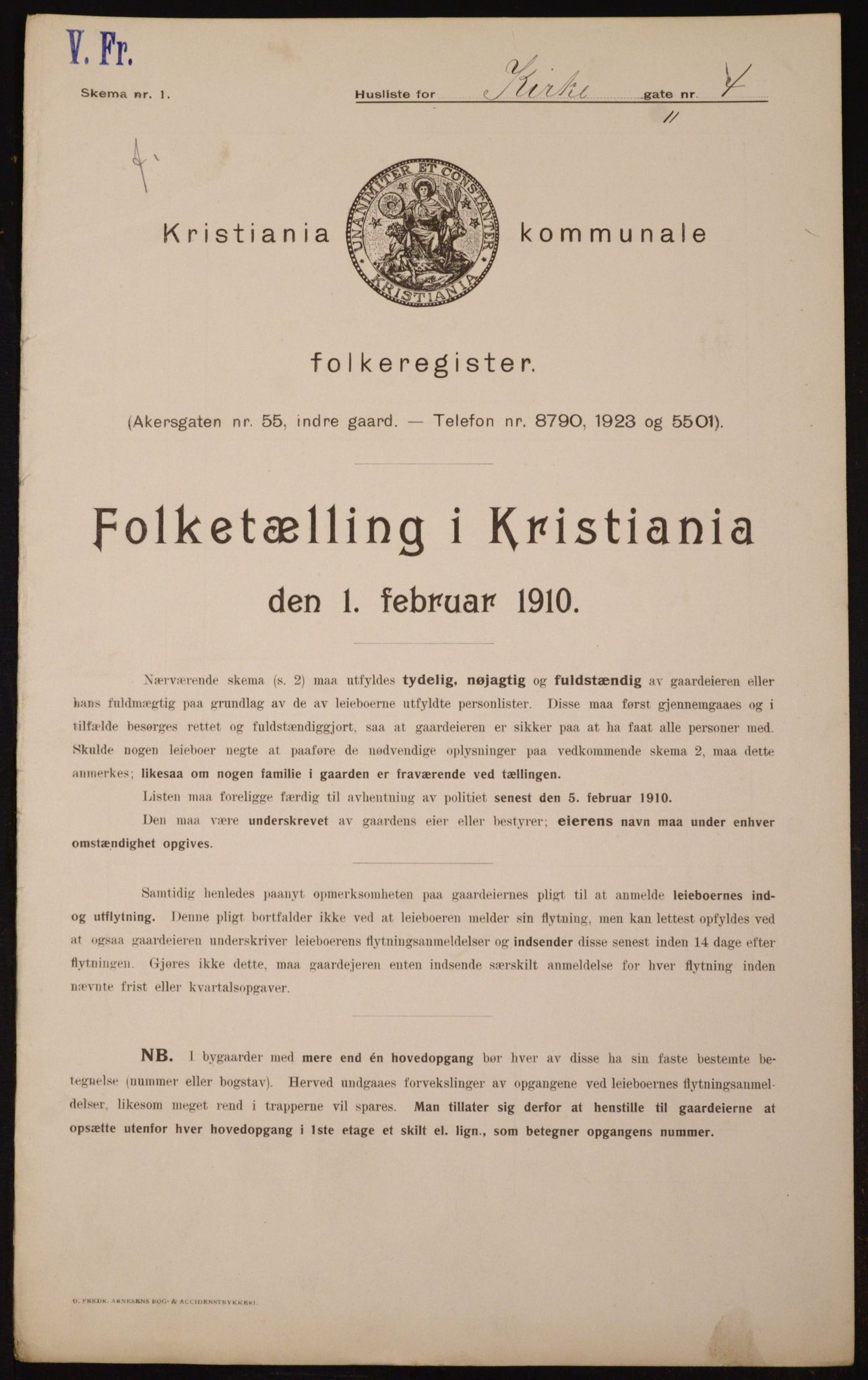 OBA, Municipal Census 1910 for Kristiania, 1910, p. 48216