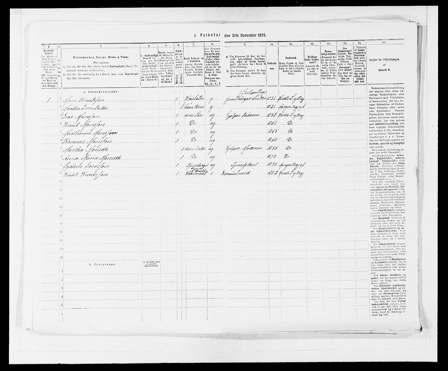 SAB, 1875 census for 1258P Herdla, 1875, p. 758