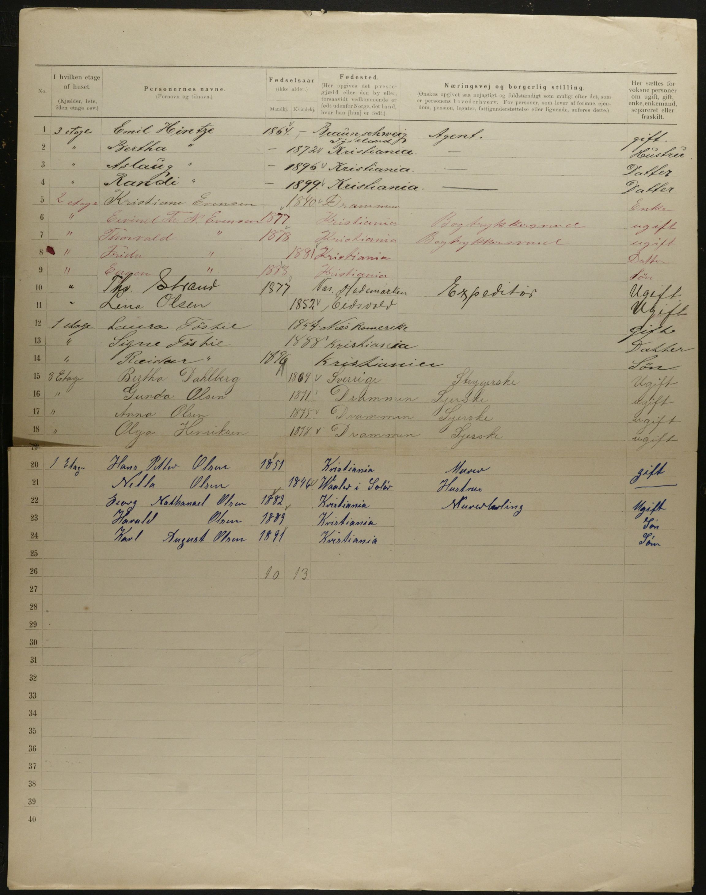 OBA, Municipal Census 1901 for Kristiania, 1901, p. 12439