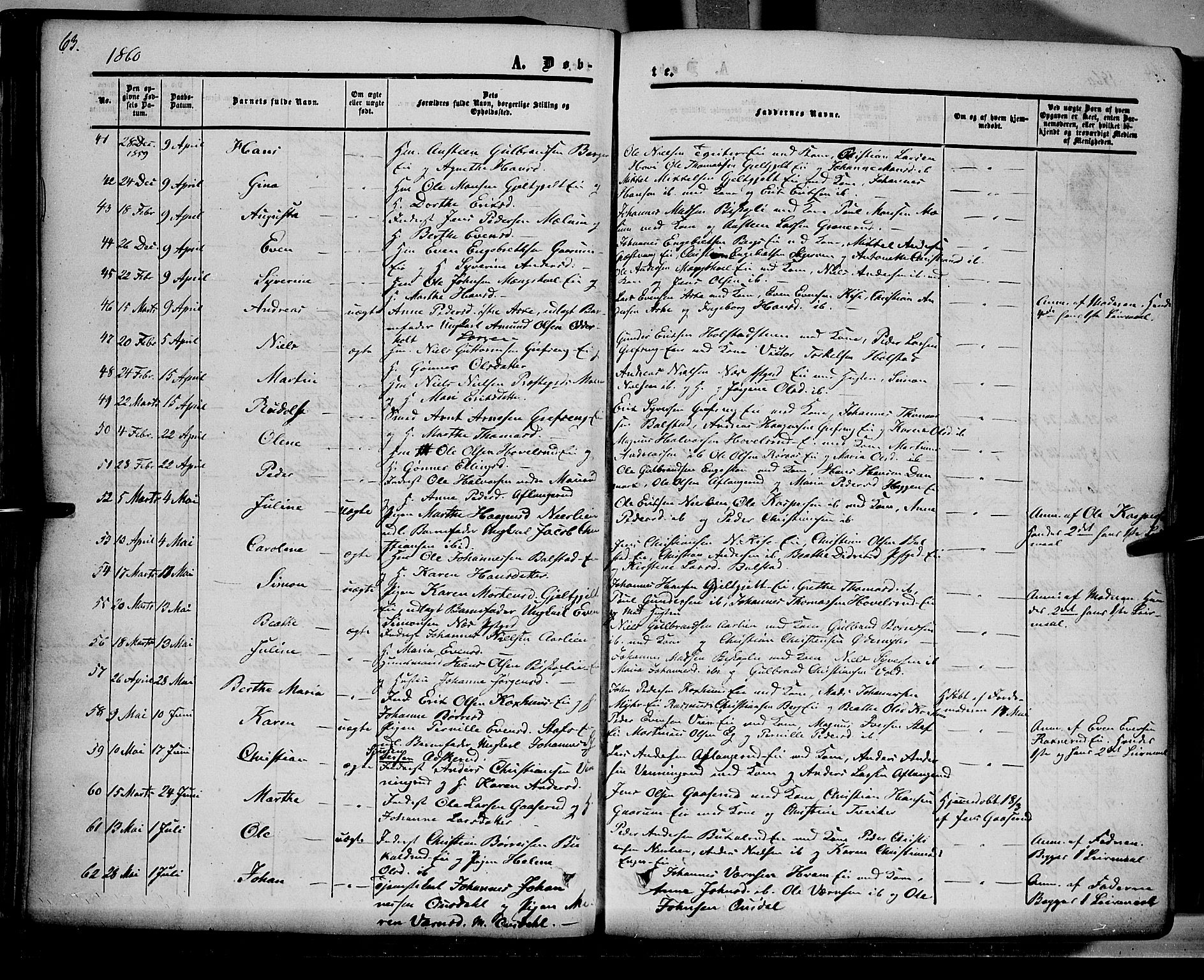 Nes prestekontor, Hedmark, AV/SAH-PREST-020/K/Ka/L0004: Parish register (official) no. 4, 1852-1886, p. 63