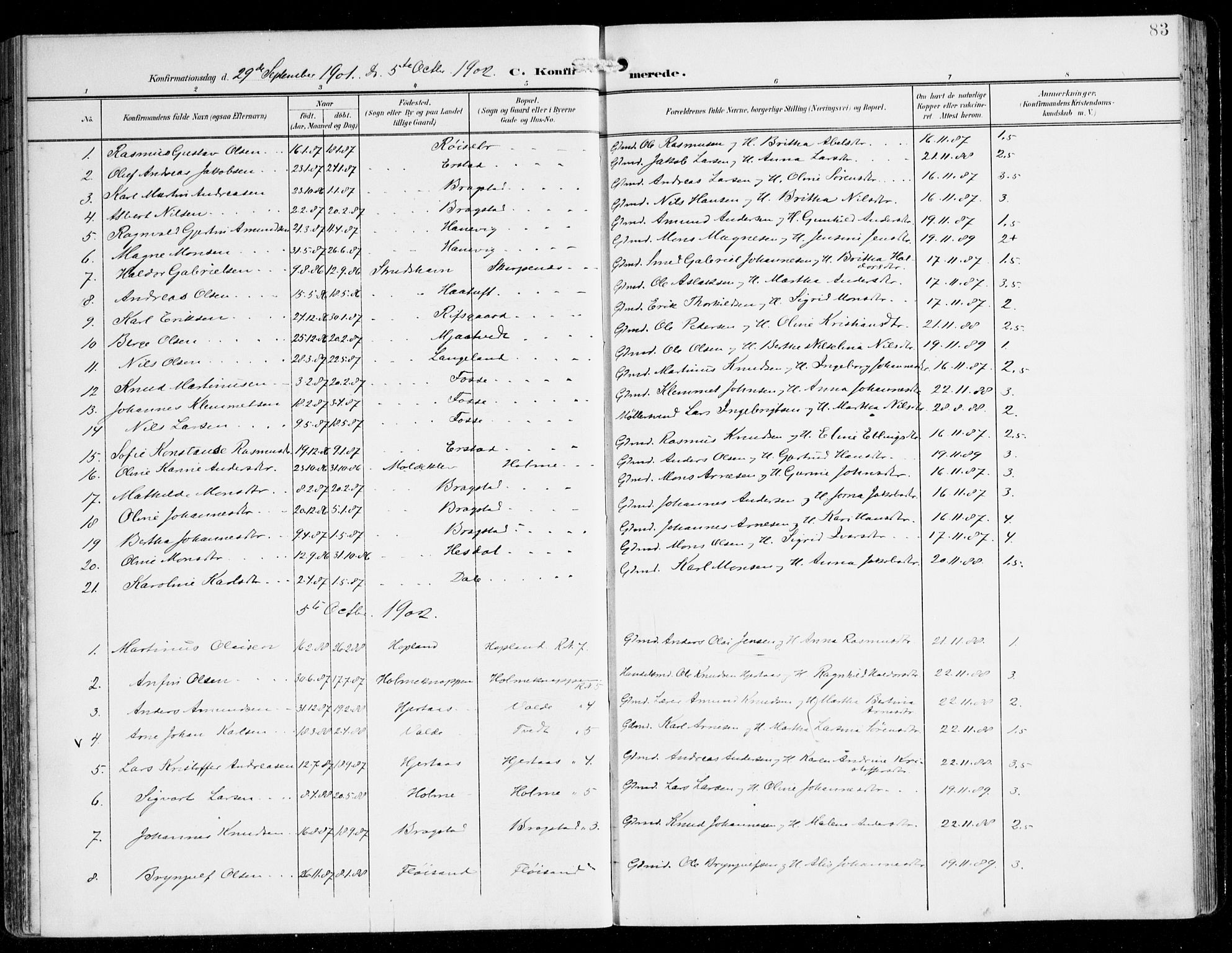 Alversund Sokneprestembete, SAB/A-73901/H/Ha/Haa/Haac/L0002: Parish register (official) no. C 2, 1901-1921, p. 83