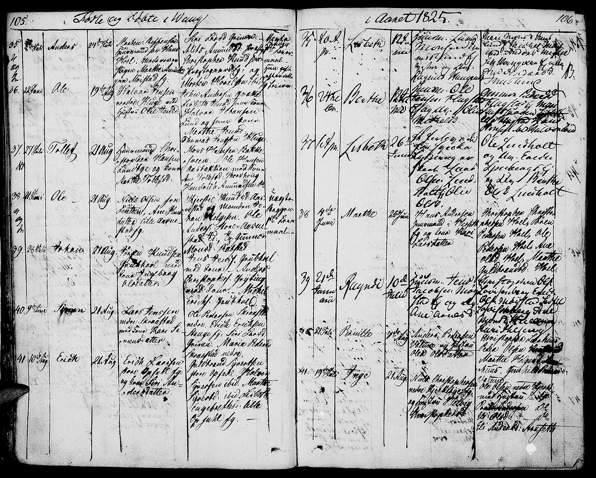 Vang prestekontor, Hedmark, AV/SAH-PREST-008/H/Ha/Haa/L0006: Parish register (official) no. 6 /1, 1809-1827, p. 105-106