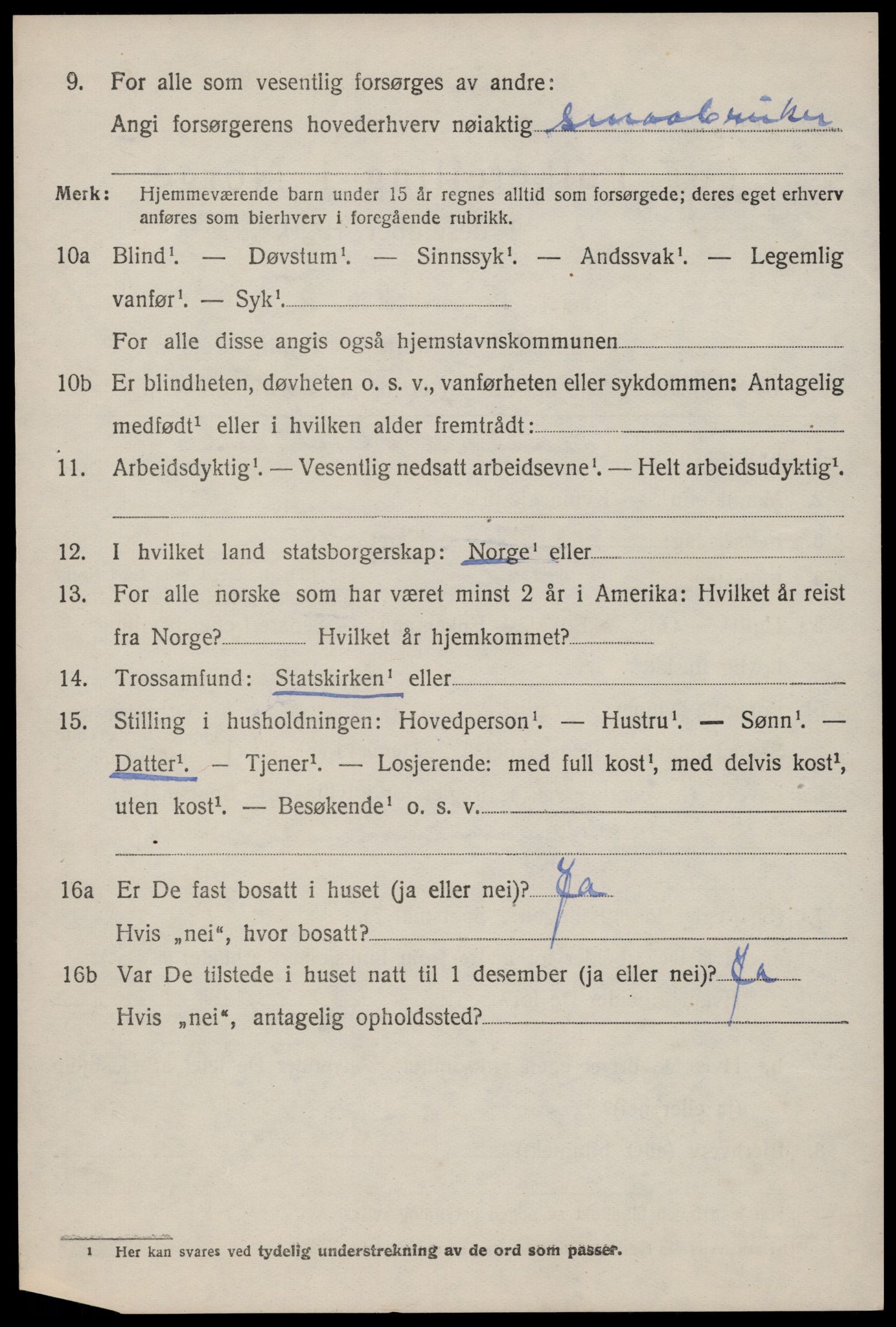 SAST, 1920 census for Årdal, 1920, p. 1171